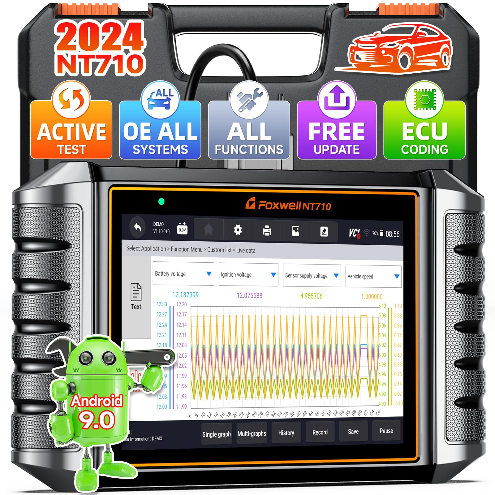 FOXWELL NT710 fit for BMW Scanner, Full System Bidirectional Diagnostic Scan Tool, All Reset Services, Battery Registration Tool fit for BMW Mini Rolls-Royce, ECU Coding, Auto VIN, OBD2 Code Reader