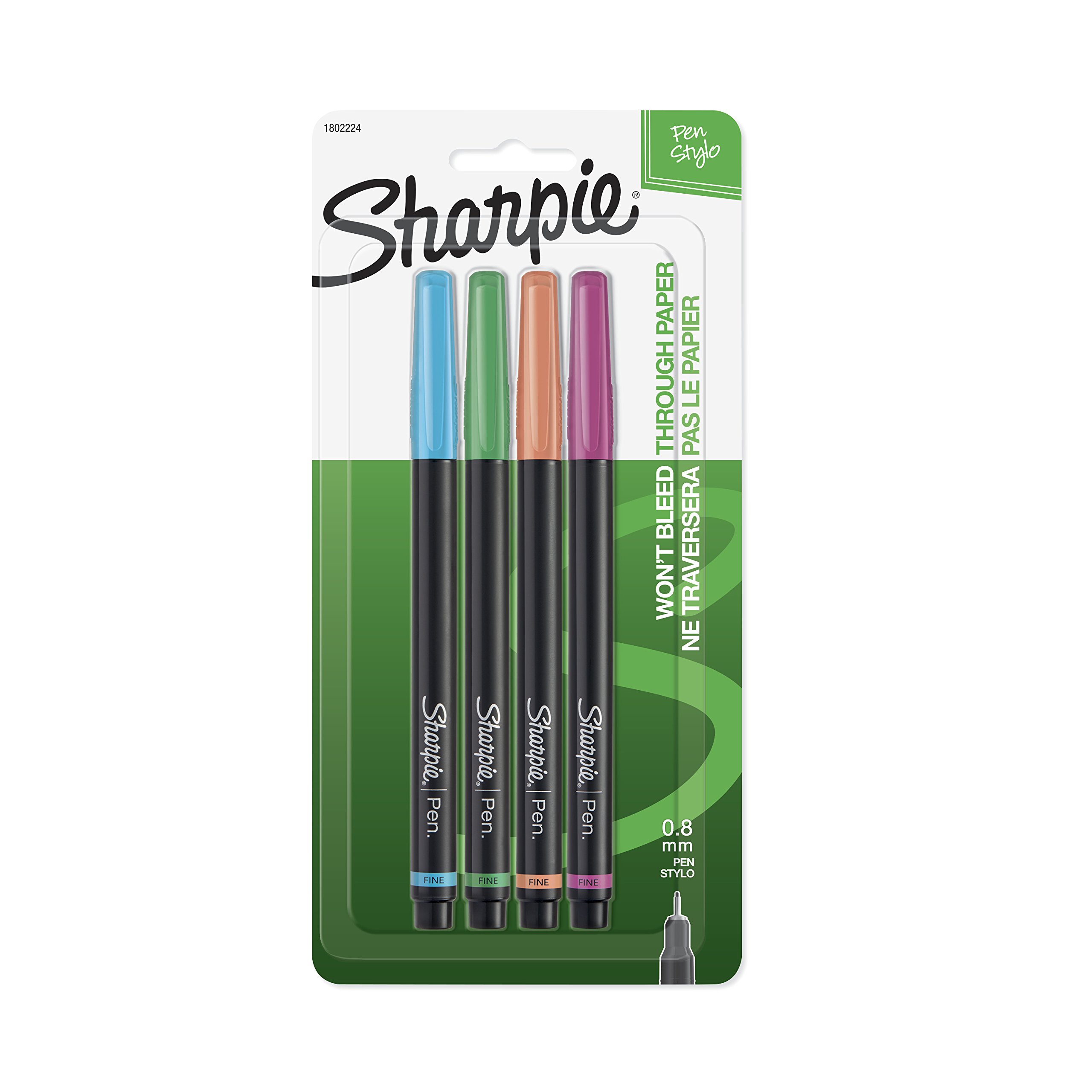 Sanford 1802224 Sharpie Pen Stylo, Fine Point, Assorted Colors, 4-Count