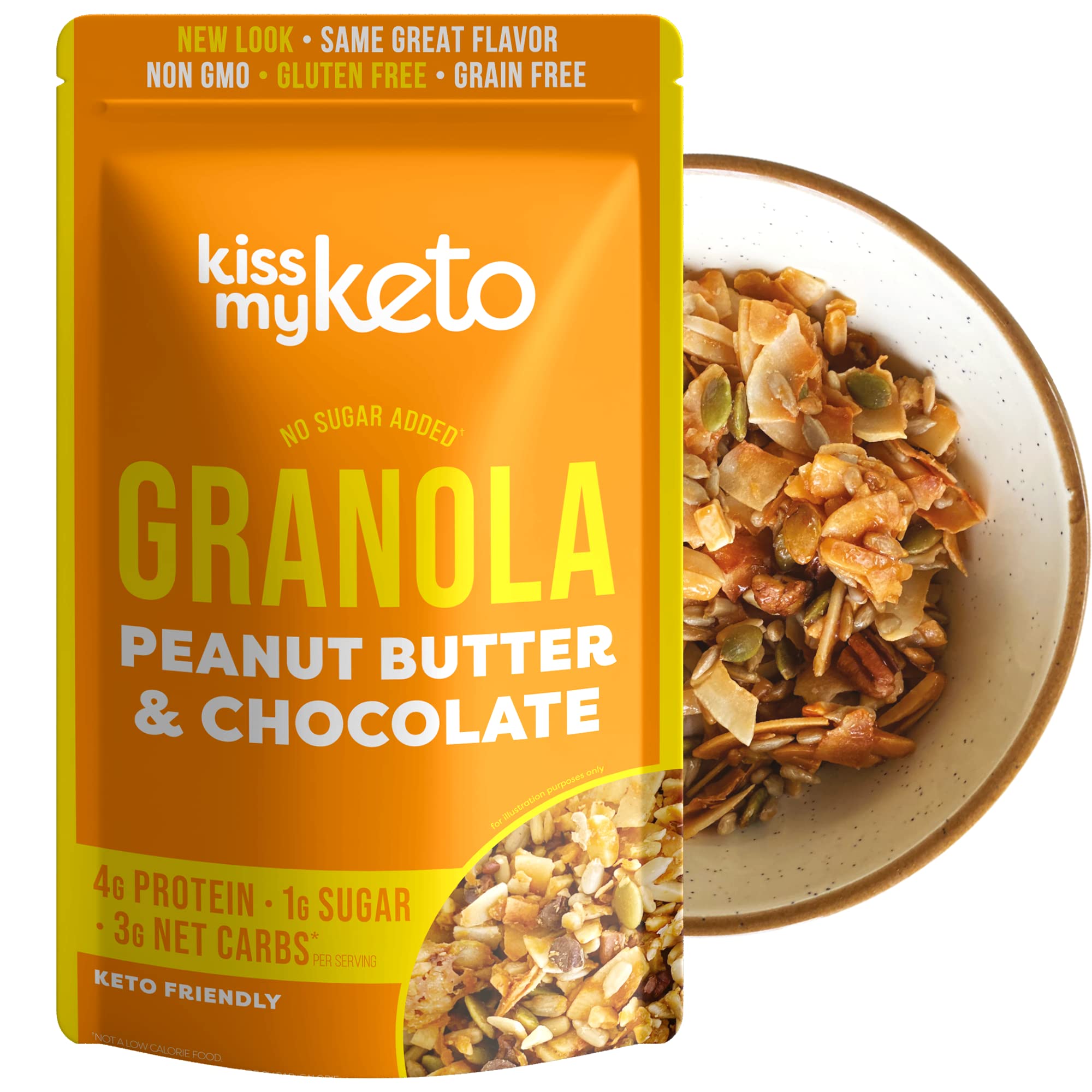 Kiss My KetoGranola Cereal – Peanut Butter Chocolate Keto Granola Low Carb Cereal (2g-Net) Low Sugar Granola (1g) – Grain Free Granola Keto Cereal, Gluten Free Granola – Keto Nut Granola for Yogurt