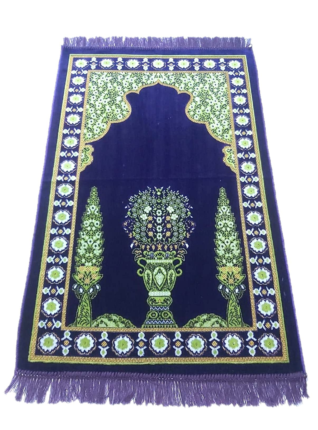 Prayer Rug - Turkish Carpet Janamaz Sajadah Muslim, Sajjadah Sajda Rugs Prayer Rug - Turkish, Size Length: 43 Inches | Width: 28 (Green-Purple)