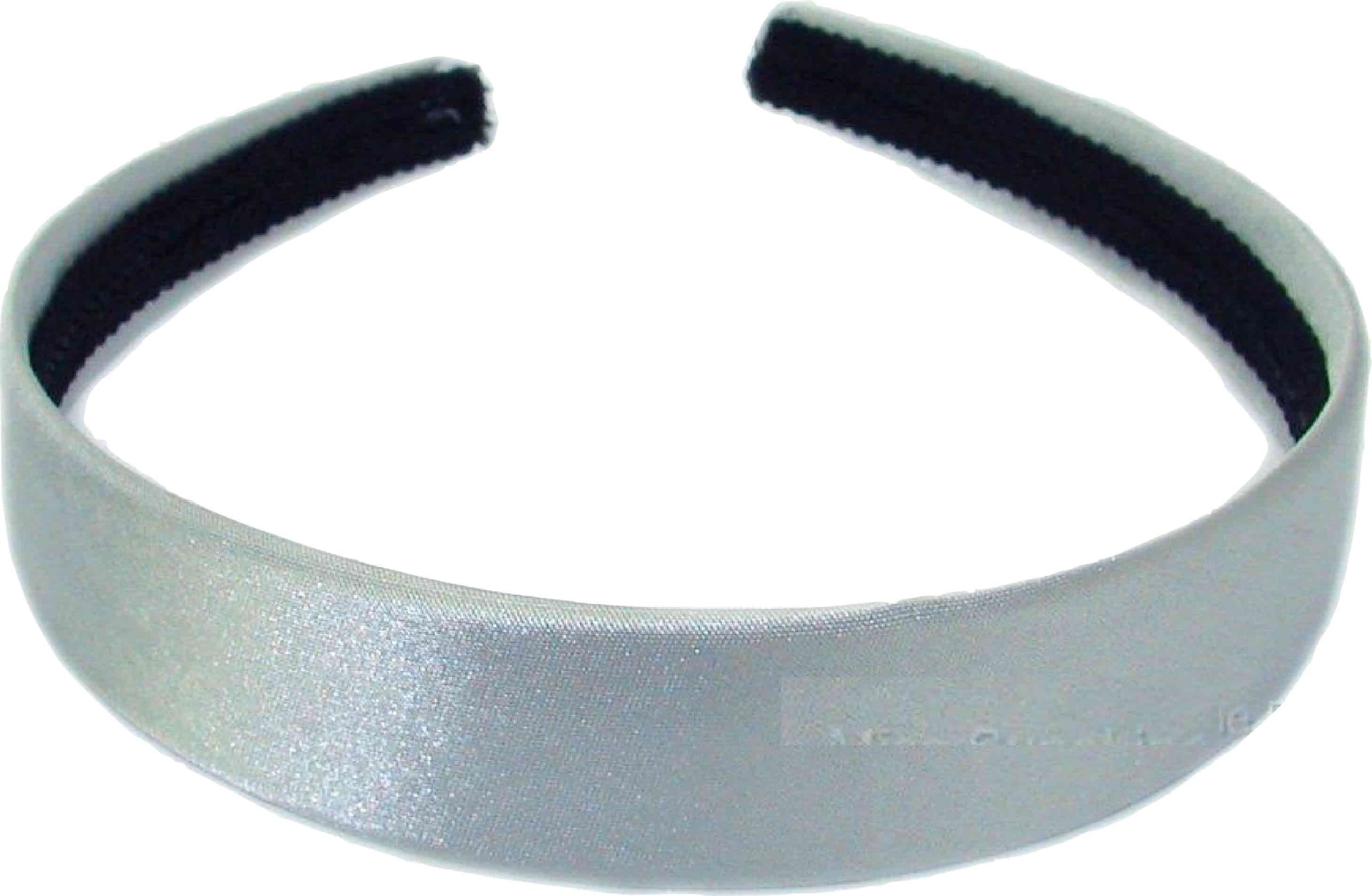 2.5cm (1") Silver Satin Covered Plastic Alice Band Hair Band Headband No Teeth for Women Girls by Glitz4Girlz