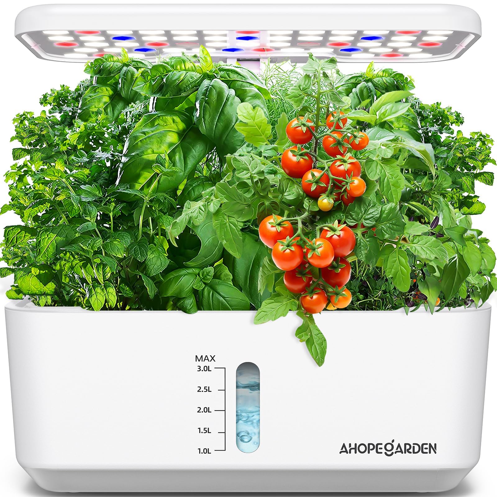 Indoor Garden Hydroponics Growing System: 10 Pods Plant Germination Kit Aeroponic Herb Vegetable Growth Lamp Countertop with LED Grow Light - Hydrophonic Planter Grower Harvest Veggie Lettuce, White