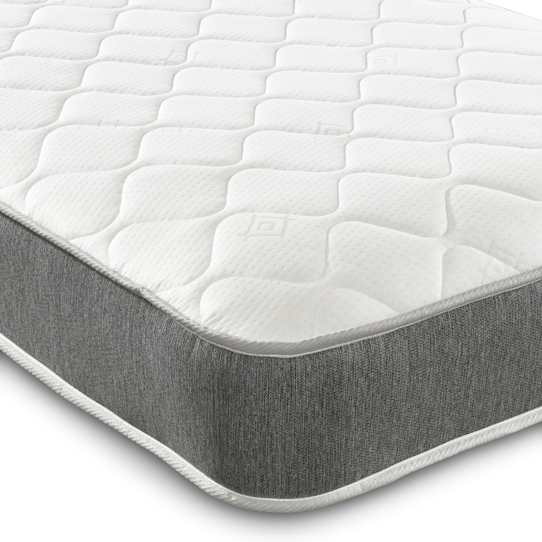 Starlight BedsHybrid Coil Spring and Memory Foam Mattress. 7 Inch Deep, Budget Memory Foam Mattress with Grey Border. Soft Firmness. (Shorty Mattress)