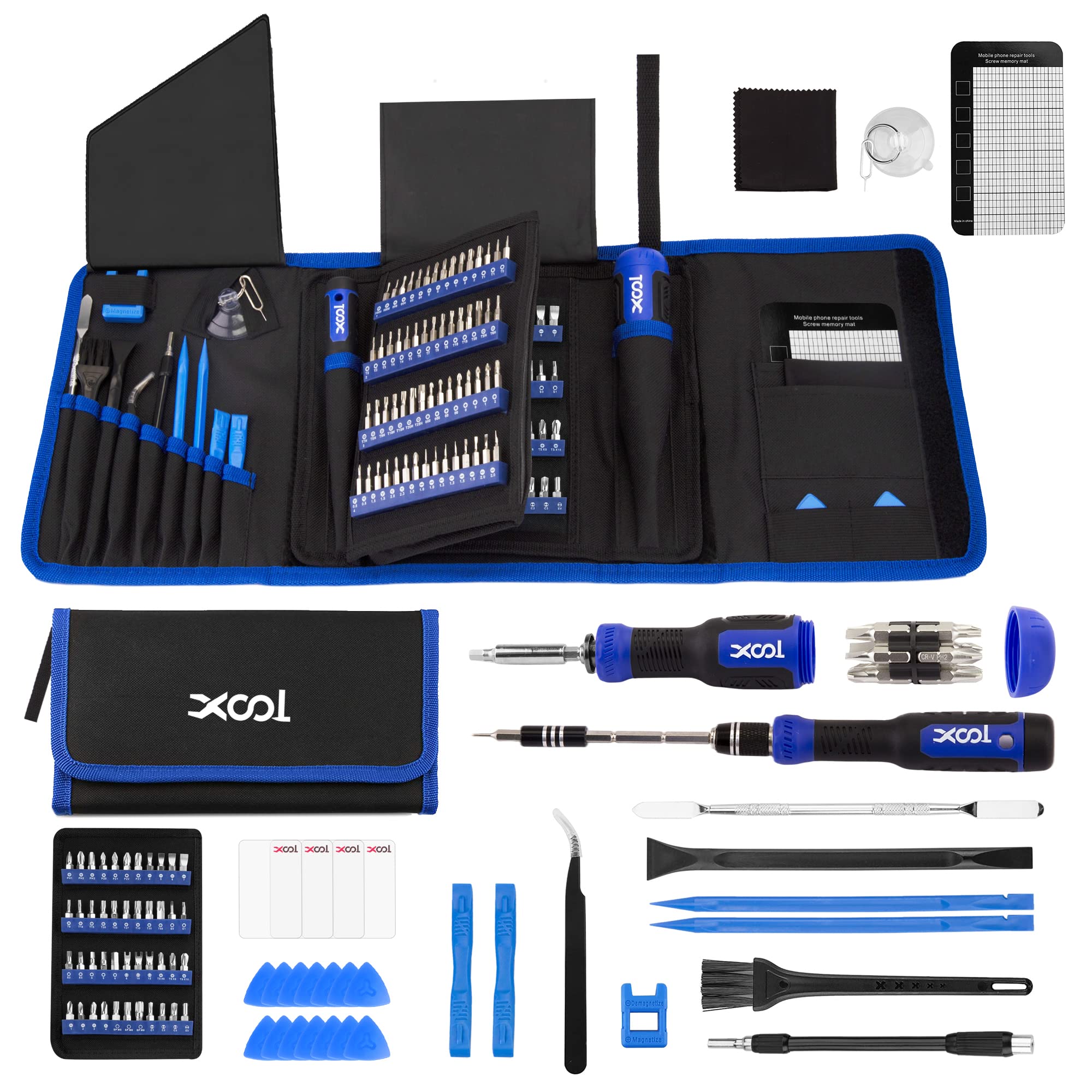 XOOL 200 in 1 Precision Screwdriver Kit, Electronics Repair Tool Magnetic Driver Kit with 164 Bits, Flexible Shaft, Extension Rod for Computer, iPhone, Laptop, PC, PS4, Xbox, Nintendo