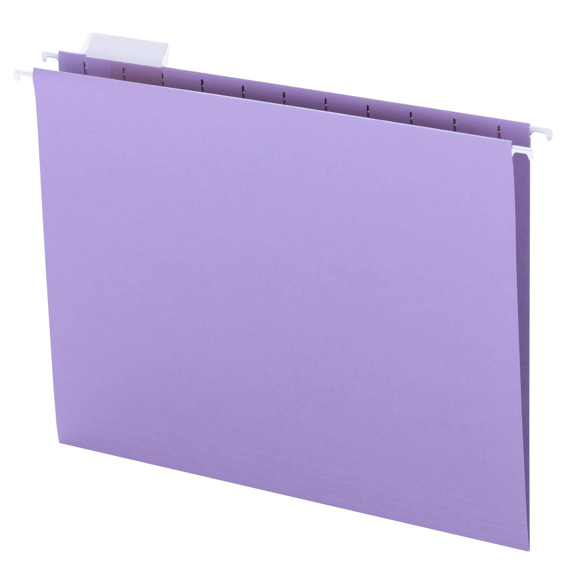 Smead Colored Hanging File Folder with Tab, 1/5-Cut Adjustable Tab, Letter Size, Lavender, 25 per Box (64064)