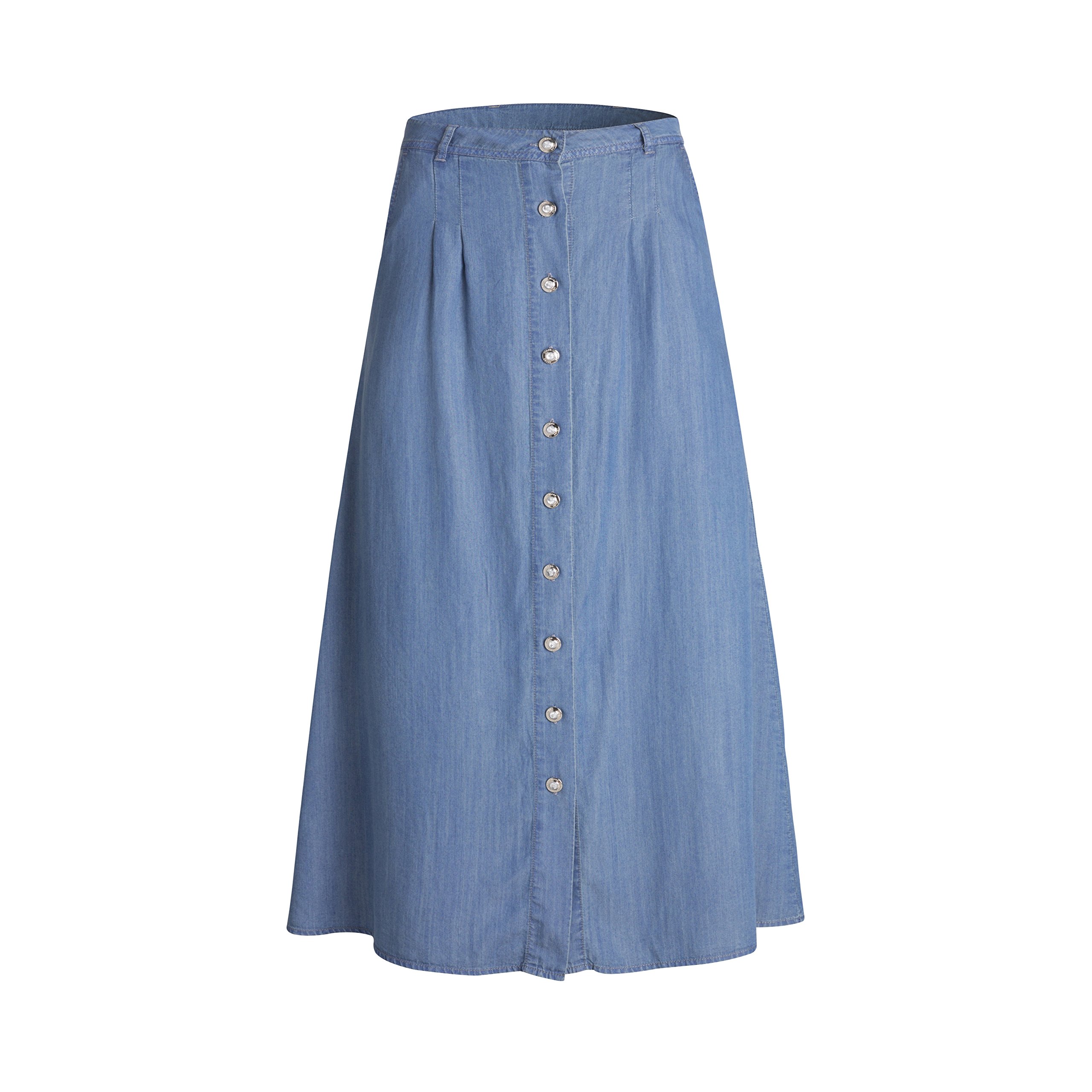 TronjoriWomens A Line Long Lightweight Tencel Denim Skirt with Button Front