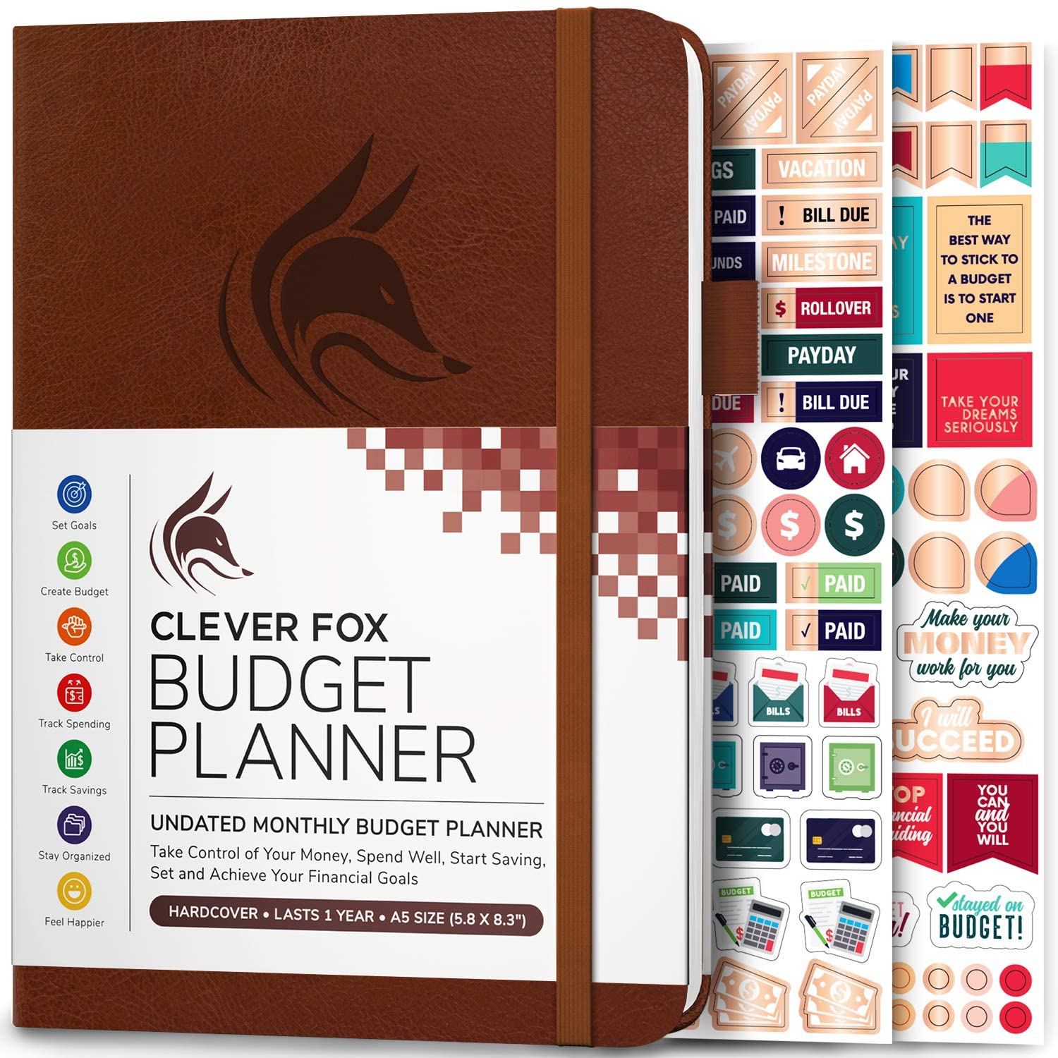 Clever Fox Budget Planner - Expense Tracker Notebook. Monthly Budgeting Organizer, Finance Logbook & Accounts Book, Bill Tracker, A5 (Brown)