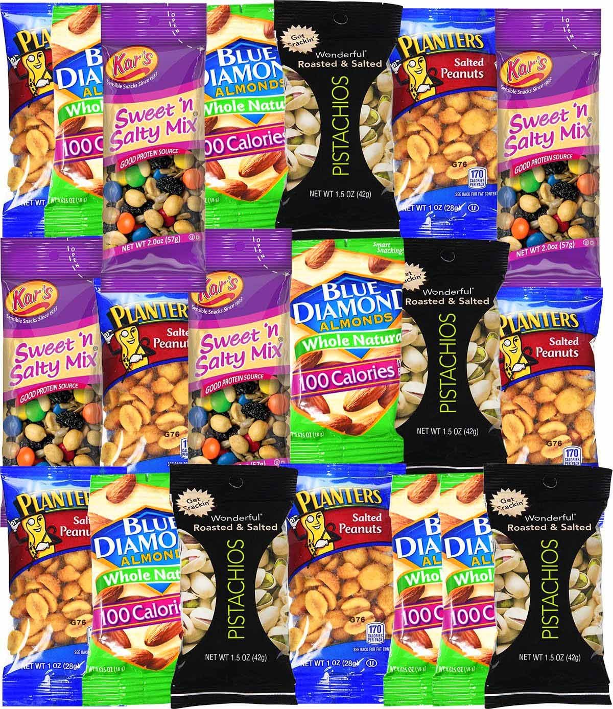 BLUE RIBBON, Healthy Snacks Care Package Snack Box Grab And Go Variety Pack (20 Count) Gifts for Kids Mothers Fathers Teenage Friends Family Military Women Men Boys Girlfriend Boyfriend