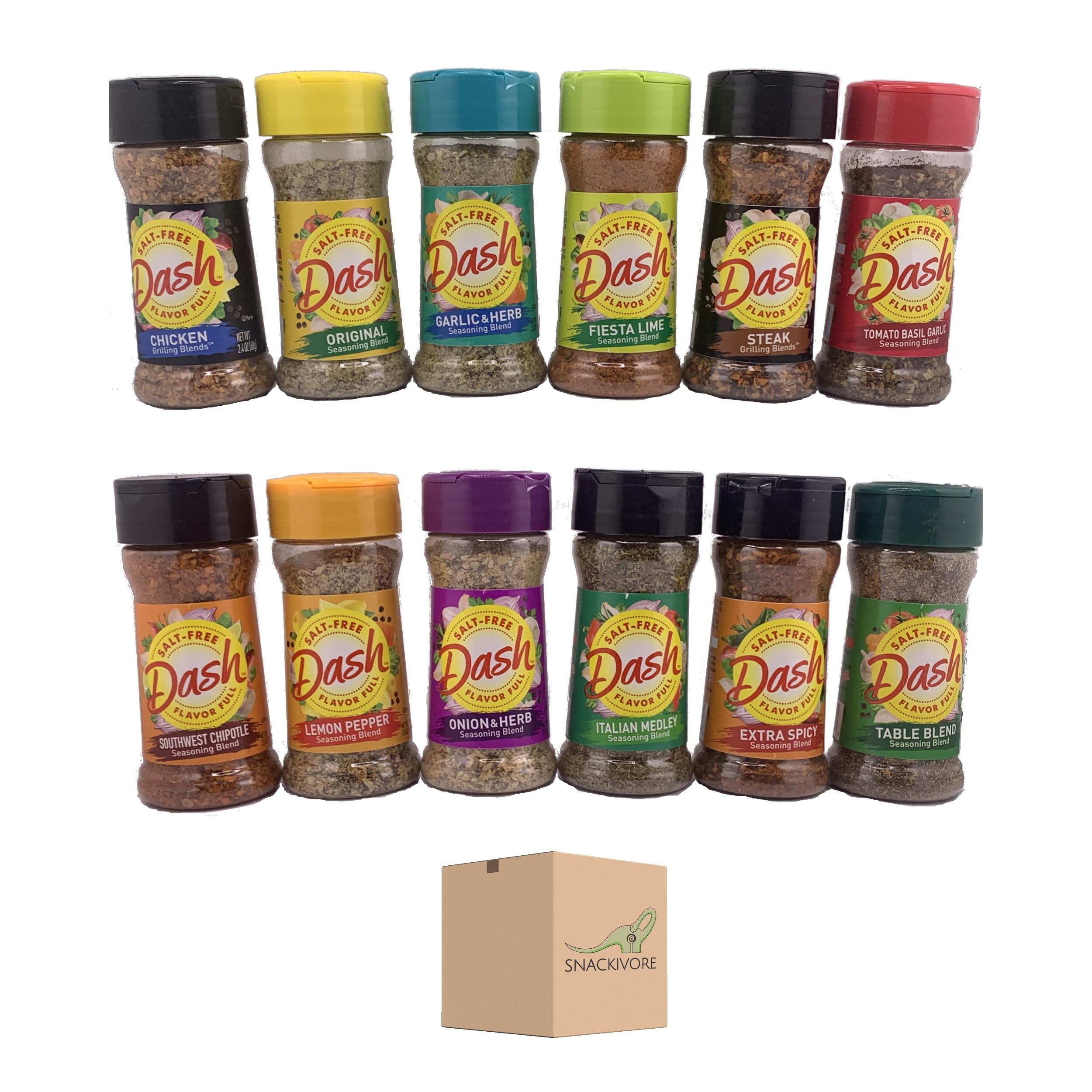 Mrs Dash Seasoning Salt Free Variety 12 Pack by Inspired Candy. 1 Bottle Each of 12 Different Flavors.