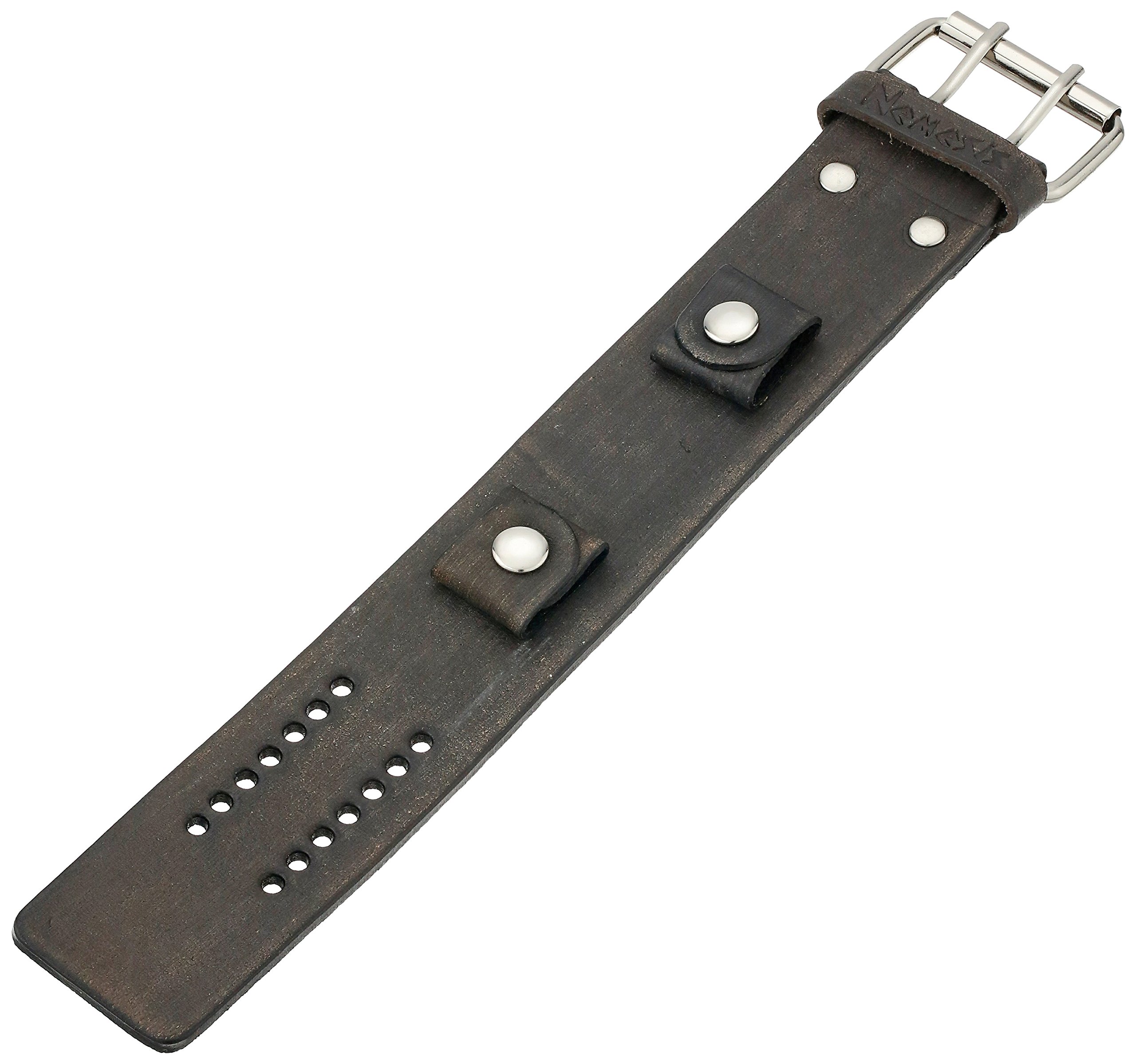 Nemesis FBN-K 38mm Classy Faded Patent Leather Black Watch Strap