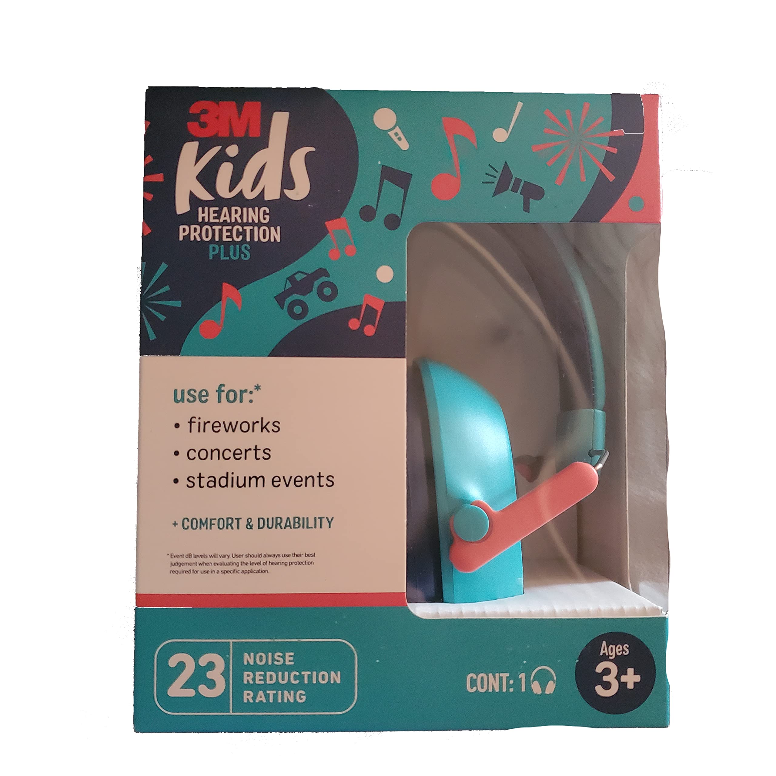 PeltorPKIDSPTEAL Kids Hearing Protection Plus 23 DB Over The Head Teal Cups, Teal, M