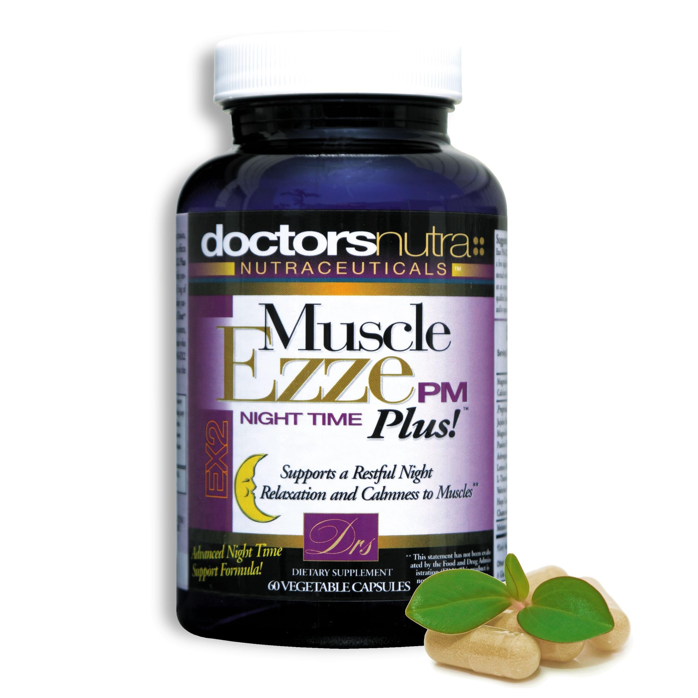 Muscle Ezze PM Plus Night Time Capsules by Doctors Nutra - Nighttime Use - Gluten-Free - 60 Capsules