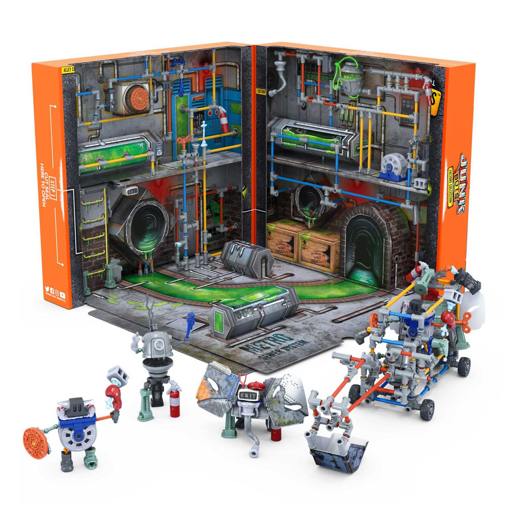 HEXBUGJUNKBOTS Large Factory Habitat Metro Sewer System, Surprise Toy Playset, Build and LOL with Boys and Girls, Toys for Kids, 285+ Pieces of Action Construction Figures, for Ages 5 and Up