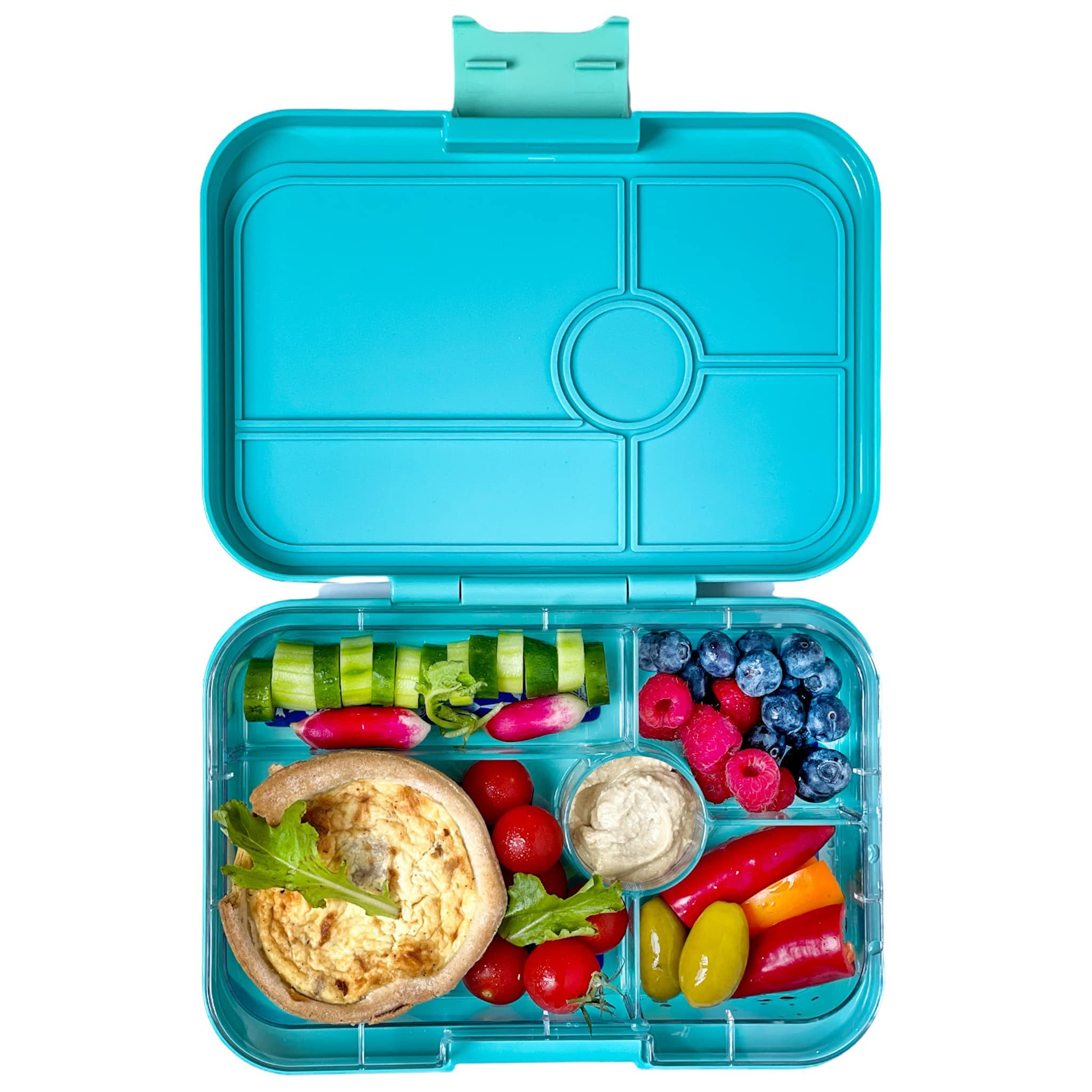 YumboxTapas Leakproof Bento Lunch Box - 5-Compartment Bento Container for Adults and Kids; Large Size 9.5x6.9x1.8; BPA-Free, Leakproof & Easy Clean; Lunch Box Kids (Antibes Blue)