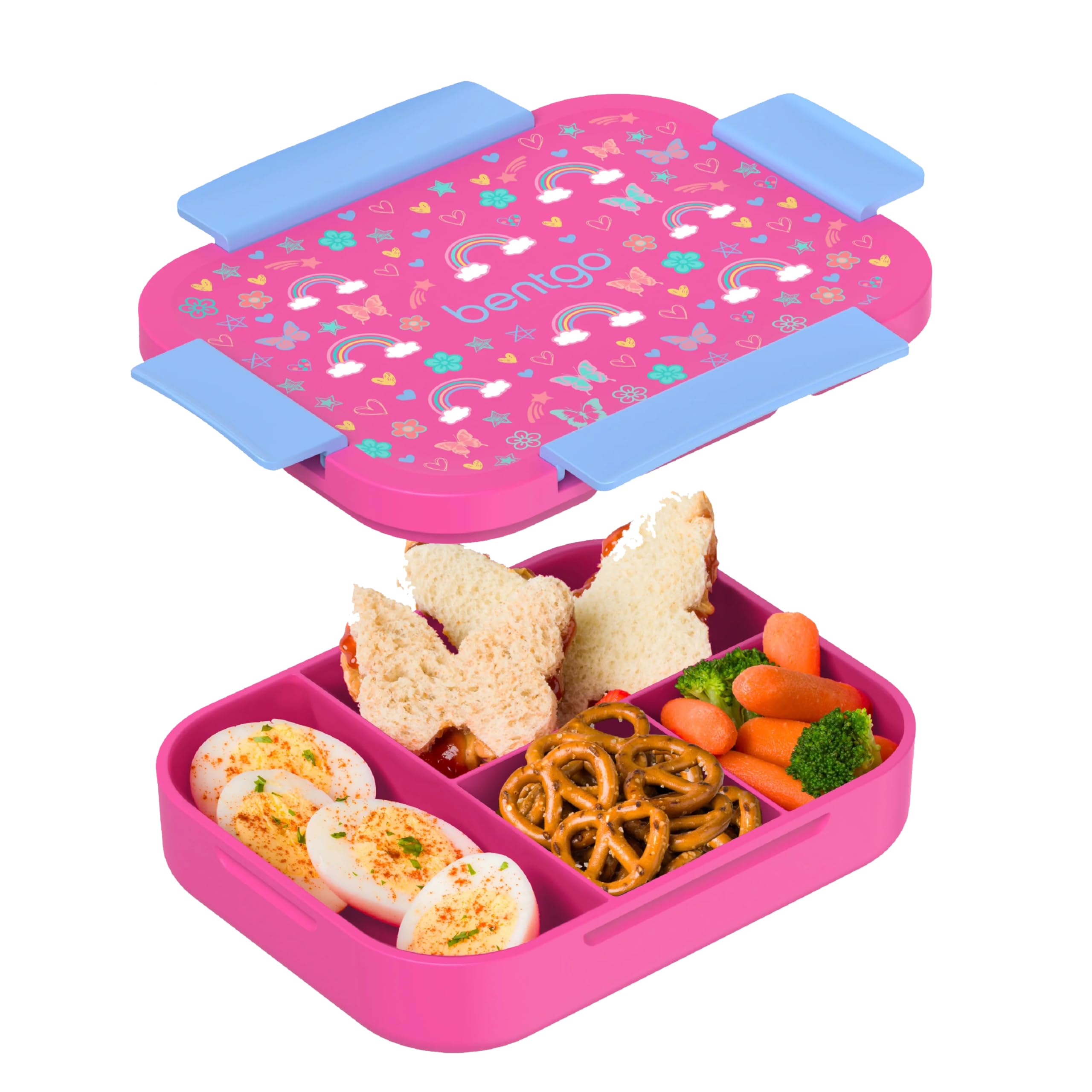 BentgoKids Rainbow/Butterflies Print Snap and Go Lunch Box