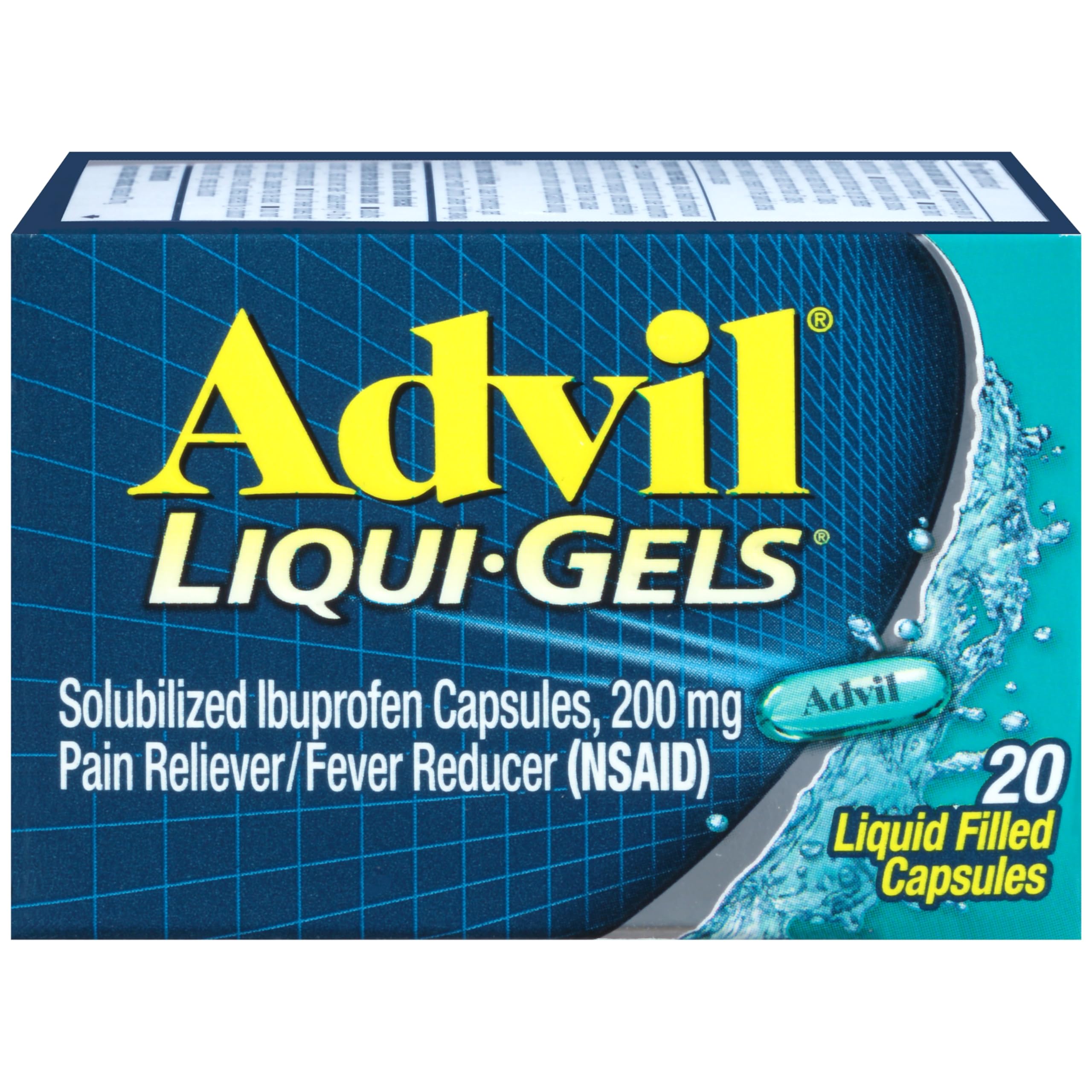 Advil Liqui-Gels Pain Reliever and Fever Reducer, Pain Medicine for Adults with Ibuprofen 200mg for Headache, Backache, Menstrual Pain and Joint Pain Relief - 20 Liquid Filled Capsules