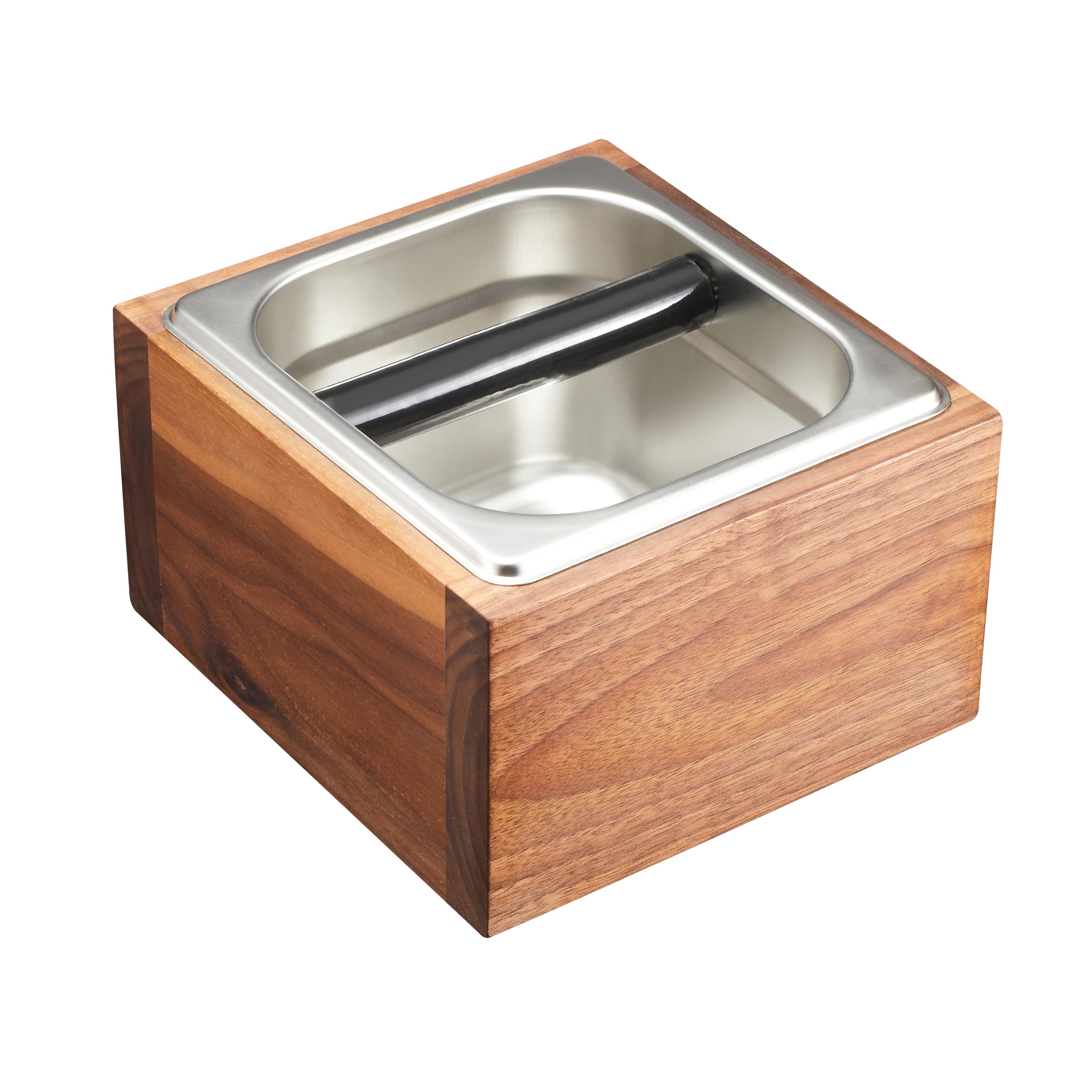 espresso knock box called coffee knock box replacement for breville knock box Sturdy solid wood and easy-clean stainless steel knockbox the espresso dump box Avoid coffee grounds splashing