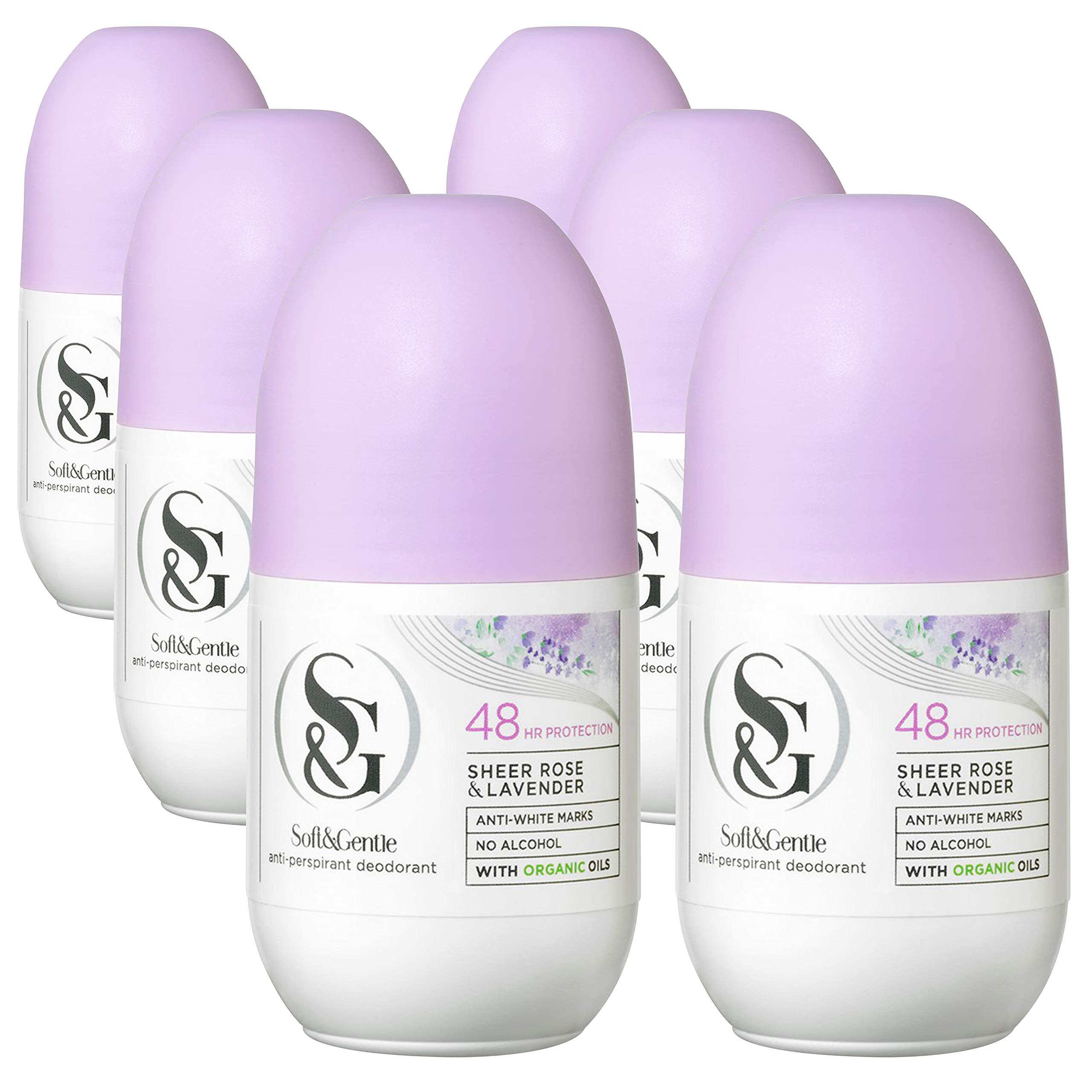 Soft & GentleAntiperspirant Deodorant Roll On 50ml | Sheer Rose & Lavender | PACK OF 6