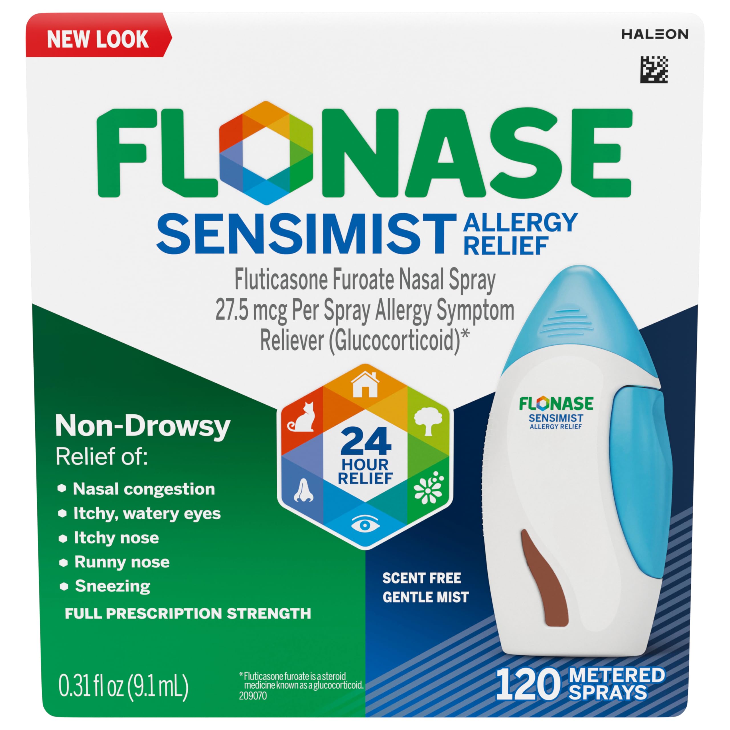 Flonase Sensimist Allergy Relief Nasal Spray Non Drowsy Allergy Medication, Gentle Mist - 120 Sprays