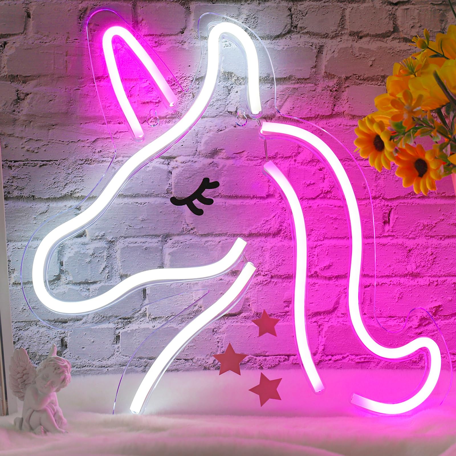 XIYUNTE Unicorn Neon Sign, USB Powered Unicorn Neon Lights for Girls Room Decor, Pink Unicorn Led Signs for Bedroom, Wall, Party, Kids Room Decoration, Christmas Birthday Unicorn Gifts for Kids