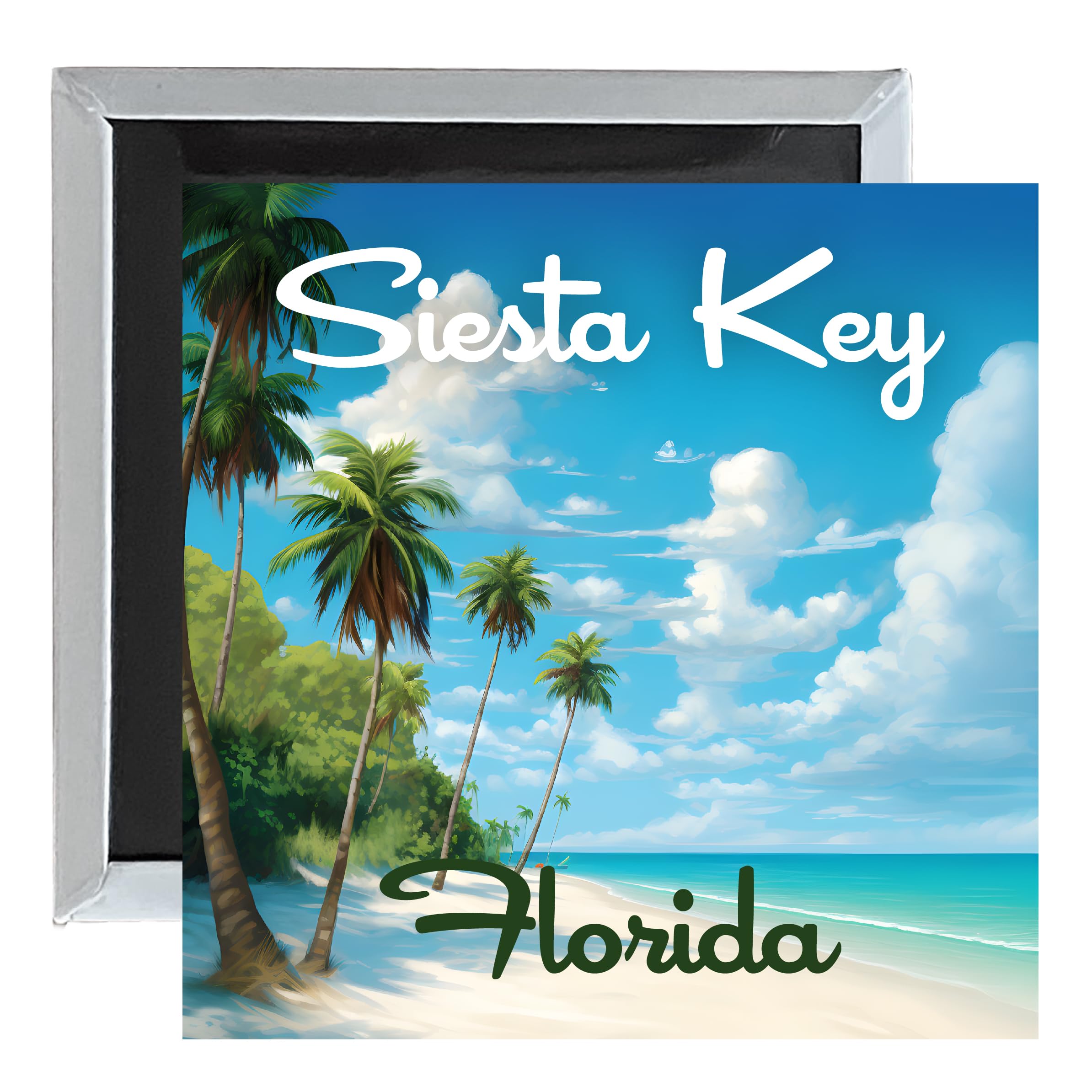 Siesta Key Beach Florida Tropical Beach Design Souvenir 2.5 x 2.5-Inch Fridge Magnet Single