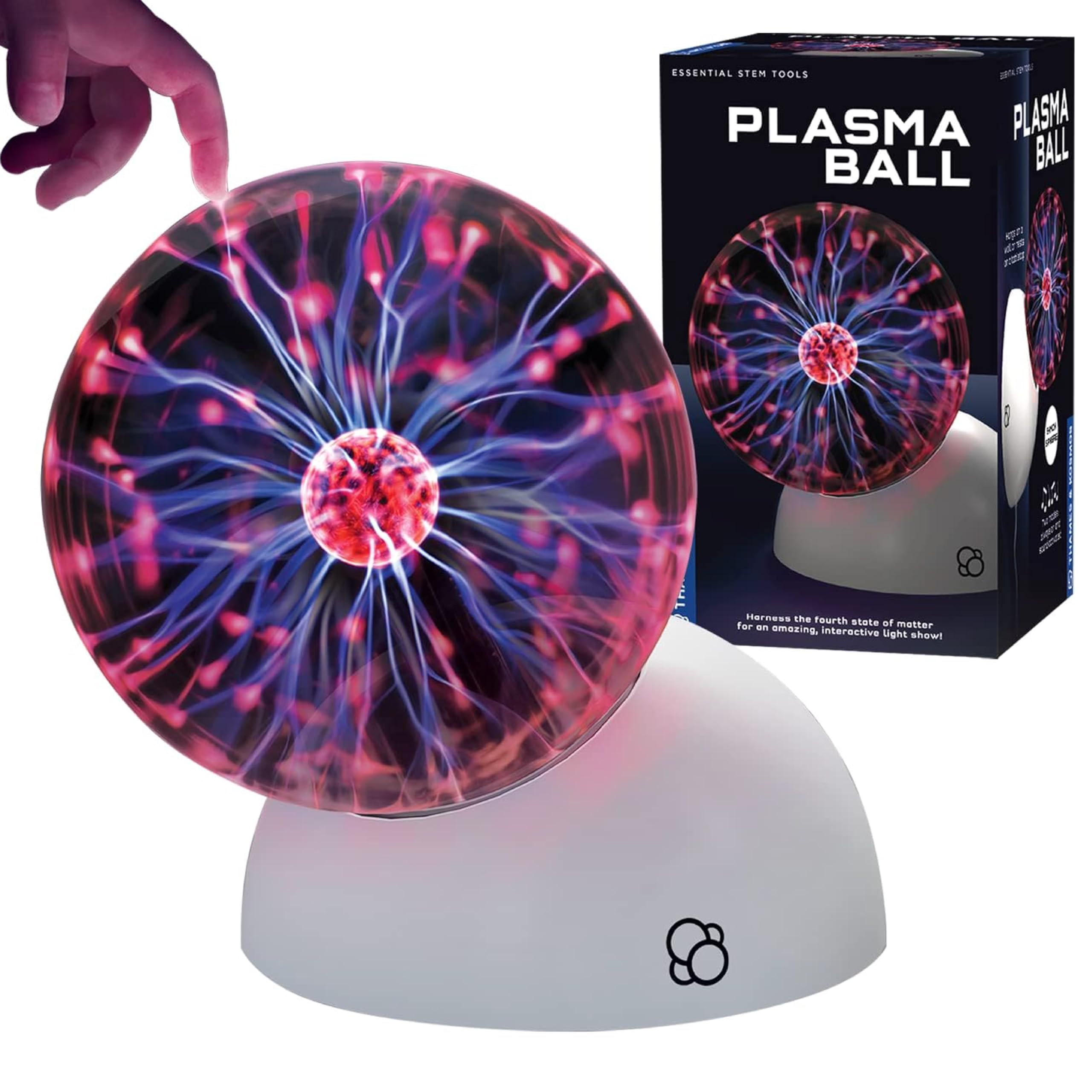 Thames & Kosmos The Plasma Ball Essential STEM Tool | Classic Scientific Device, Fresh 5-inch Glass Sphere, Interactive Electric Light Show | Explore Electricity, Matter, Energy, Small