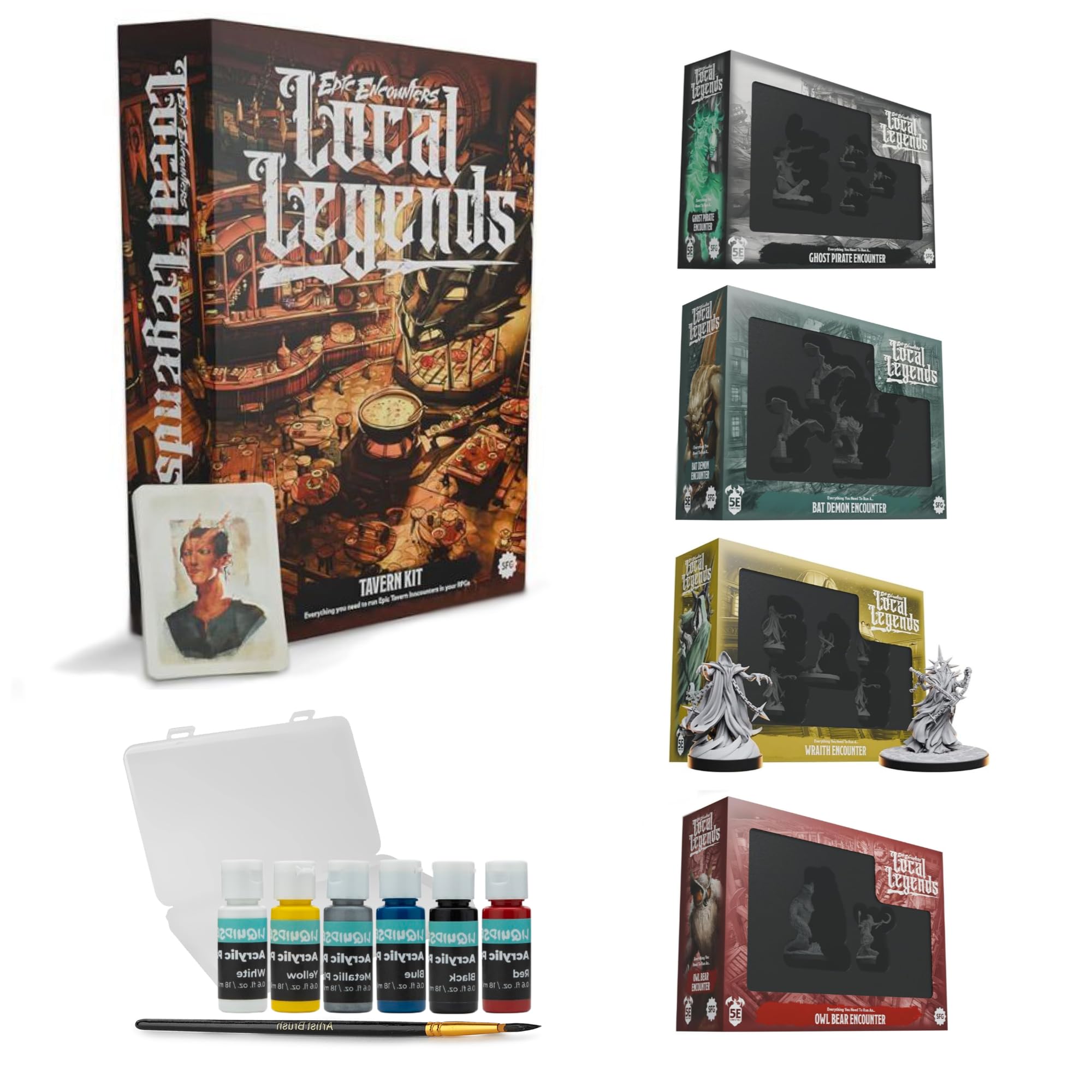 Epic Encounters - Local Legends Tavern Kit with Local Legends Bundle and Paint Set (6 Items)