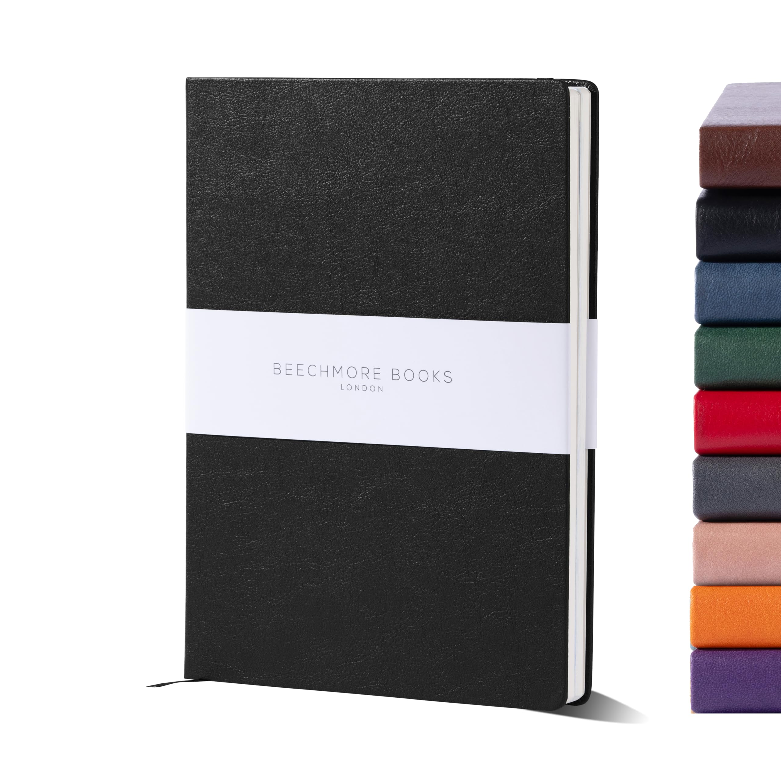 Beechmore Books Sketchbook - A4 Black | Art Sketch Book with Vegan Leather Hardcover | Draw, Sketch, Paint, Scrapbook | Thick Paper 160gsm Pad | Presentation Box for Christmas Gifts