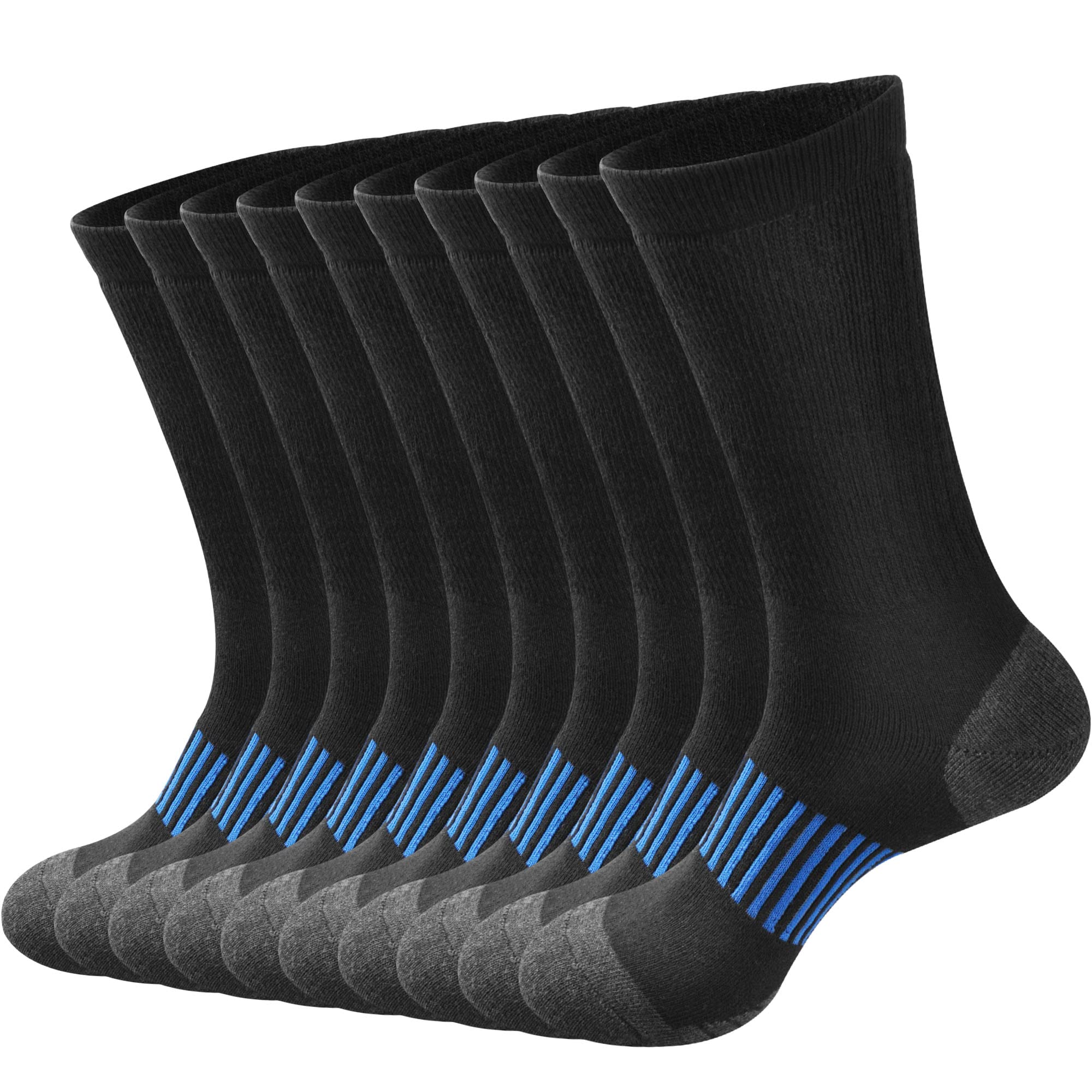 ECOEY Men's Cotton Athletic Sport Crew Boot Socks Multipack, Moisture Control Extra Heavy Cushion Reinforced Toe and Heel