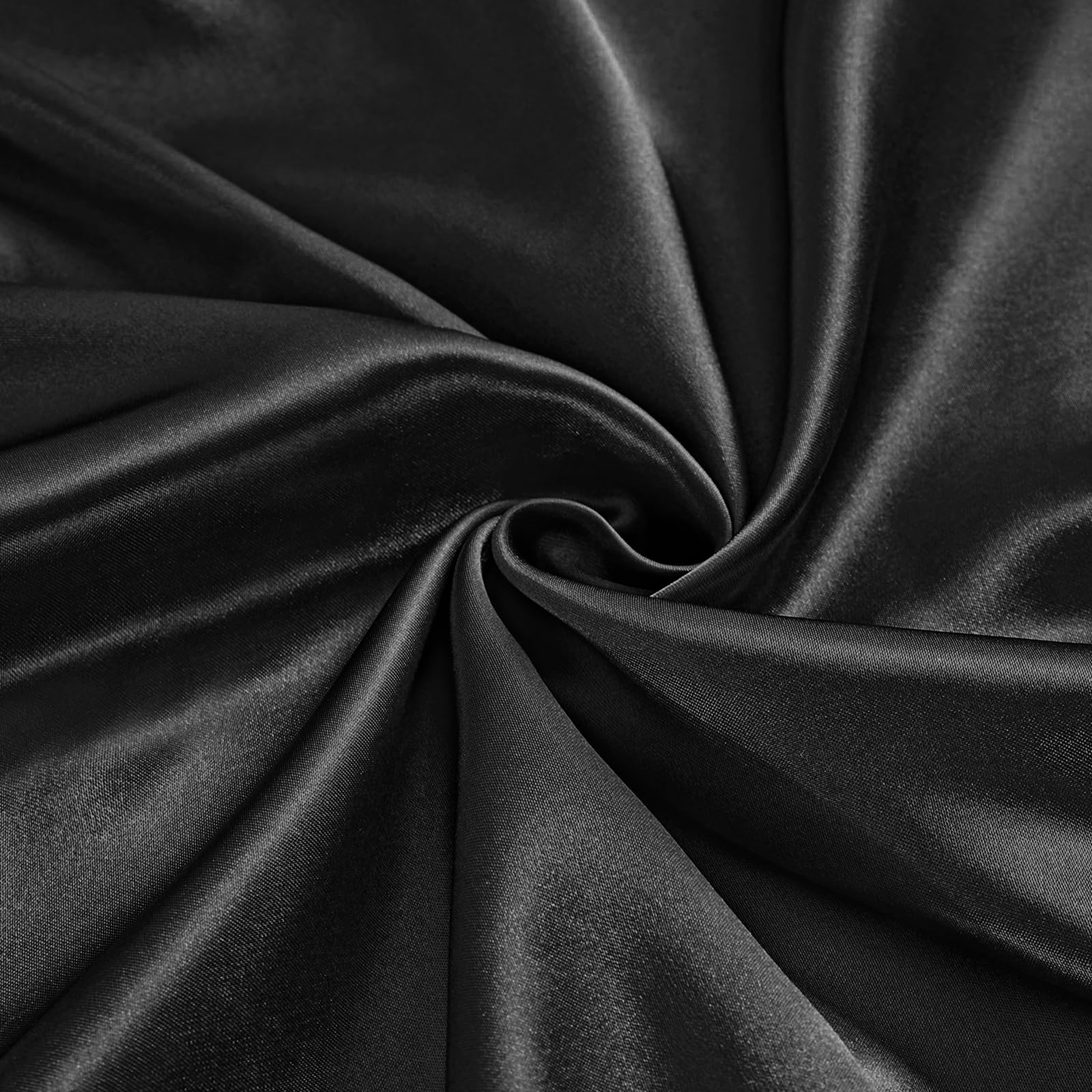 Ersmak Black Satin Fabric by The Yard, 60" Wide Shiny & Soft Charmeuse Silky Satin Fabric for DIY Craft, Wedding Decorations, Sewing, 1 Yard