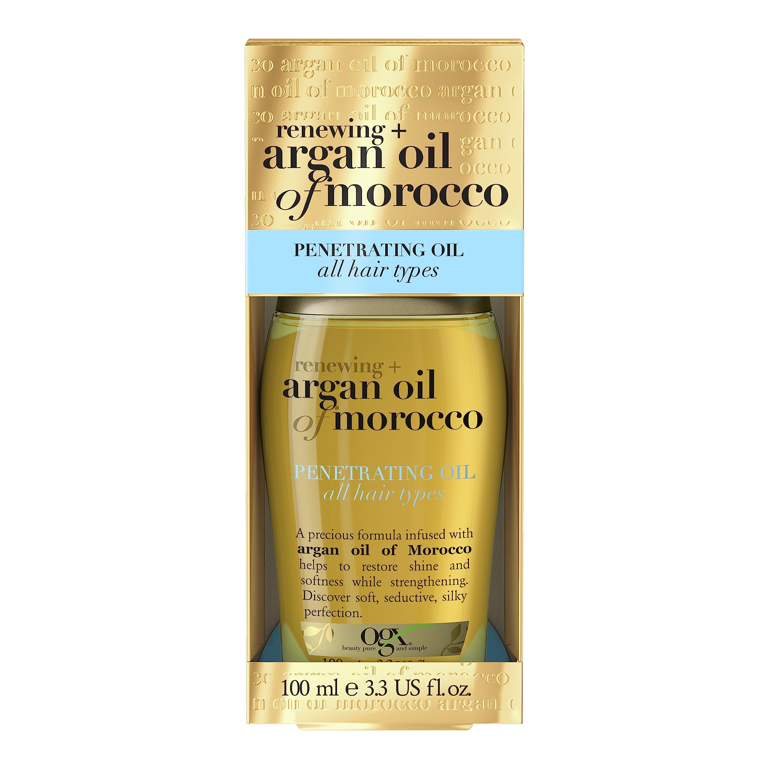 OGXArgan Oil of Morocco Extra Penetrating Hair Oil for Dry and Damaged Hair, Intense Hydration and Frizz Control, Infused with Natural Argan Oil, Suitable for All Hair Types, 100ml