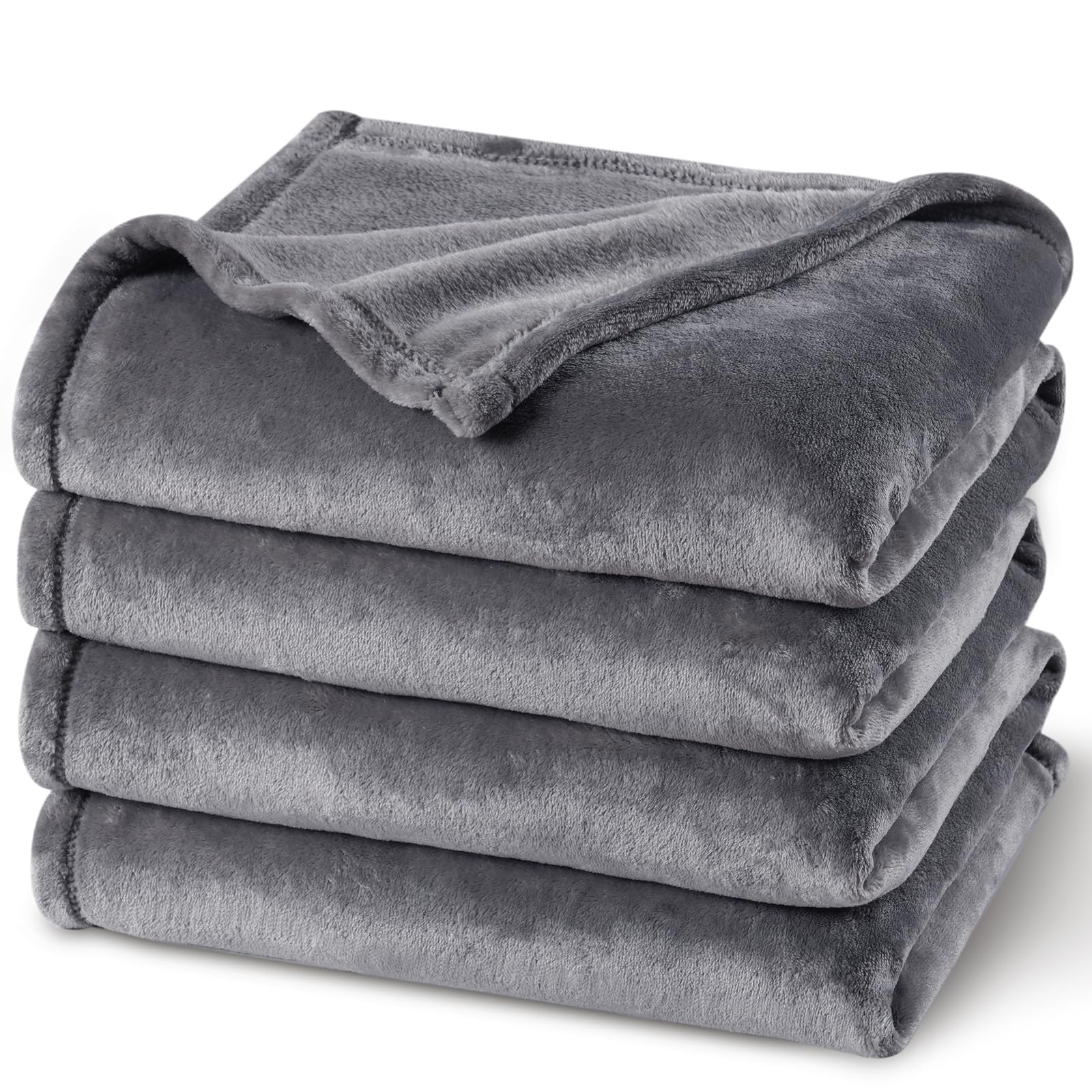 PHF Ultra Soft Fleece Blanket Queen Size, No Shed No Pilling Luxury Plush Cozy 300GSM Lightweight Blanket for Bed, Couch, Chair, Sofa Suitable for All Season, 90" x 90", Grey