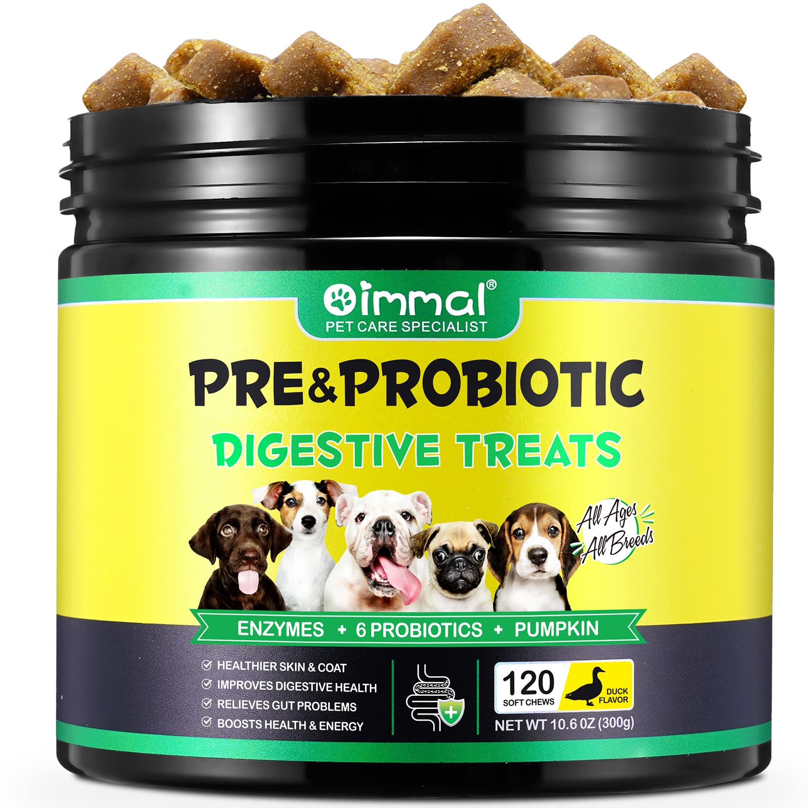 120pcs Probiotics for Dogs,Dog Probiotics for Gut Health,Immunity Health,Upset Stomach Relief for Small, Medium and Large Dogs(Duck Flavor)