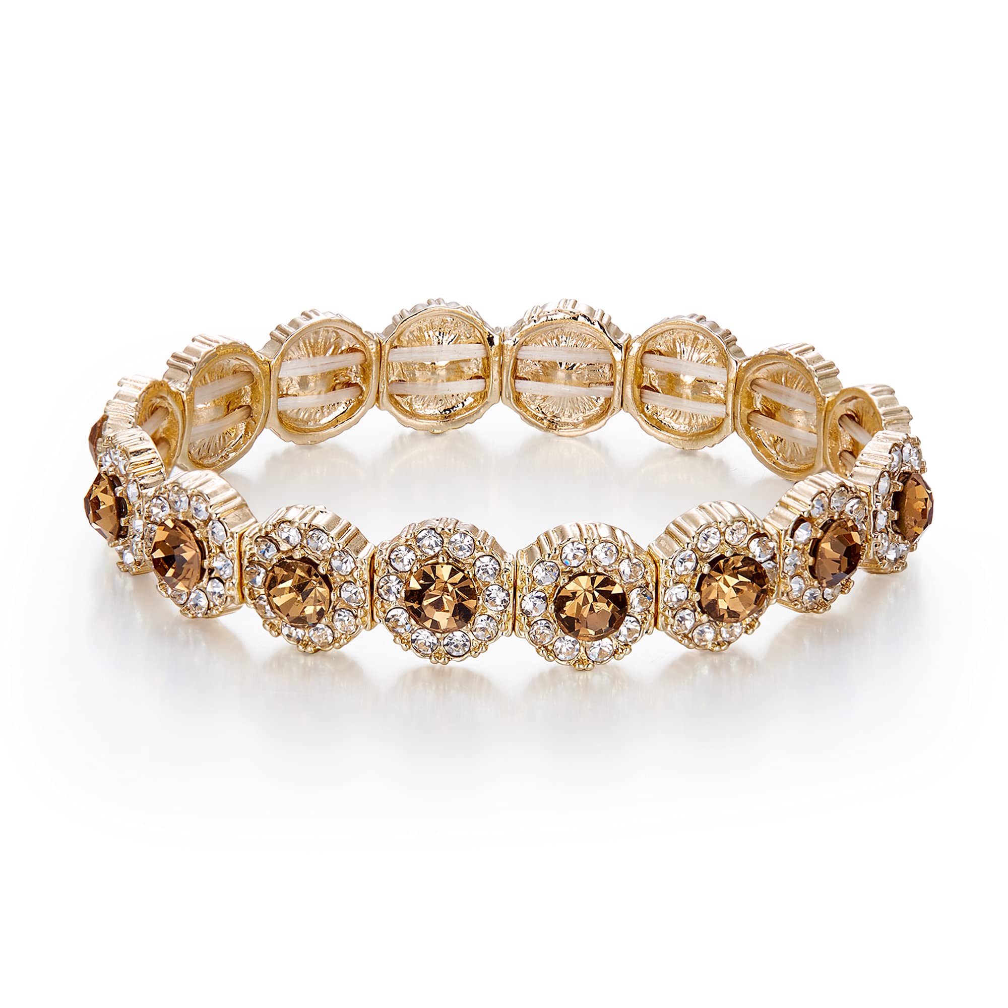 Women's Wedding Bridal Crystal Rhinestone Beaded Stretch Bangle Bracelet