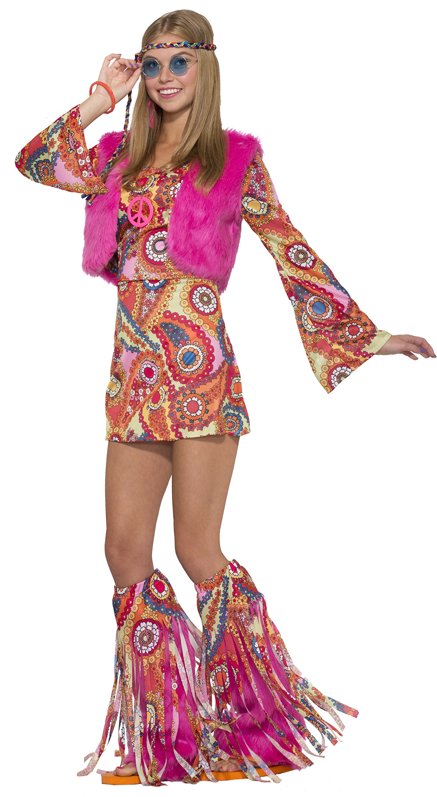 Bristol Novelty Forum Novelties 77053 Hippy Fur Rever Groovy Costume (UK 10-12) World Book Day