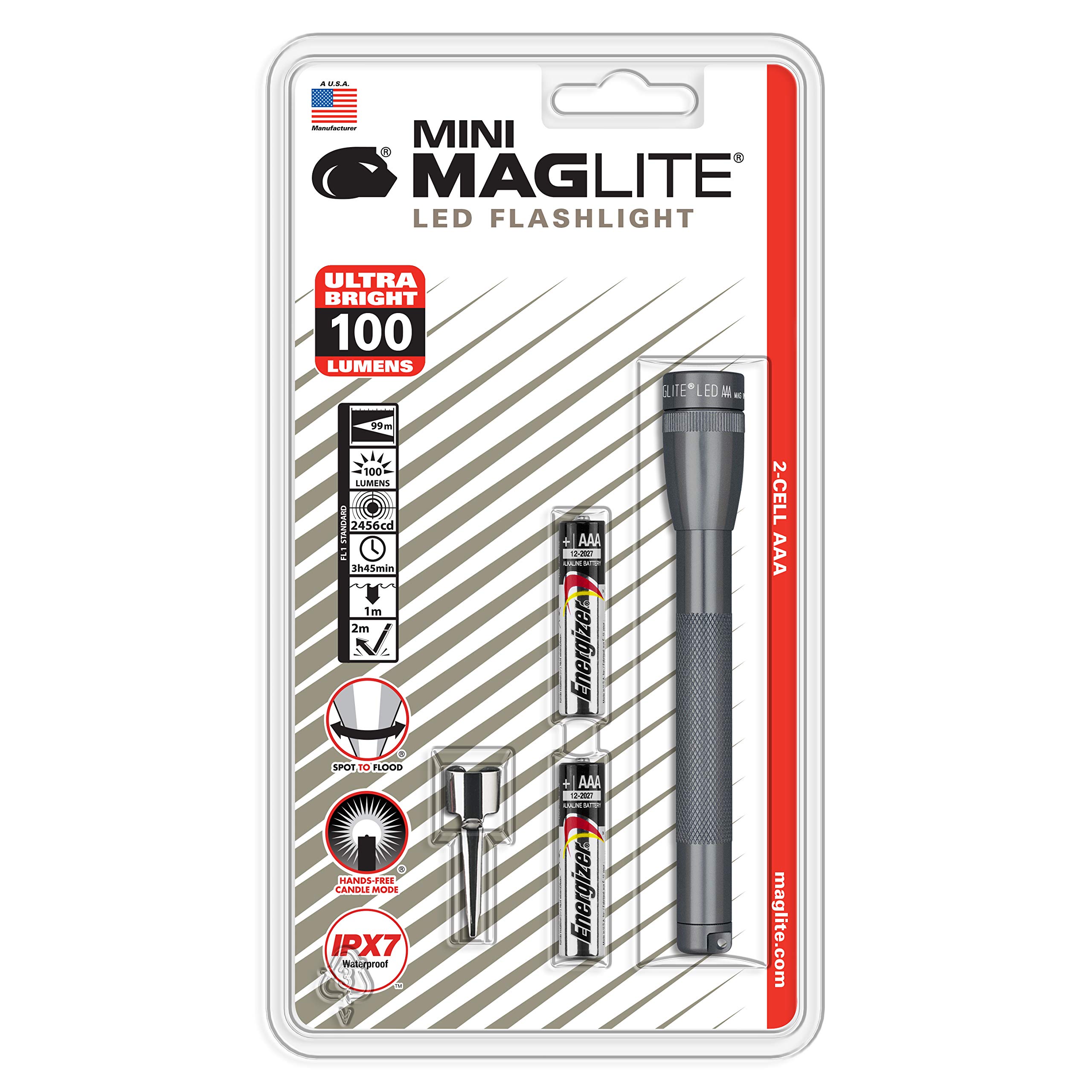 Maglite Mini LED 2-Cell AAA Flashlight Gray