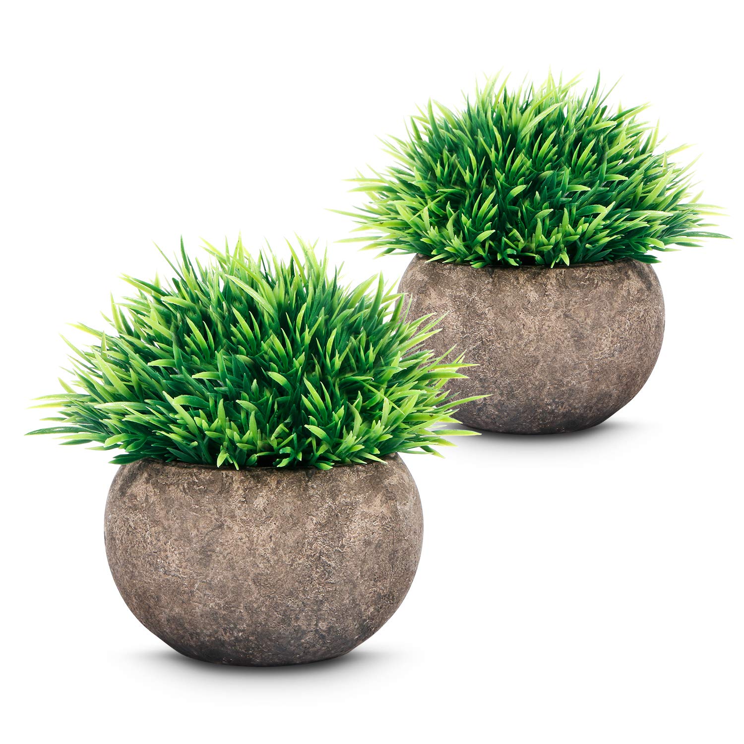 ODOM Small Fake Plants Bathroom Decor, 2 Pcs Mini Artificial Plants in Pots Indoor, Faux Potted Plants Plastic Greenery for Farmhouse Home Shelf Living Room Office Desk Bedroom Table Decorations