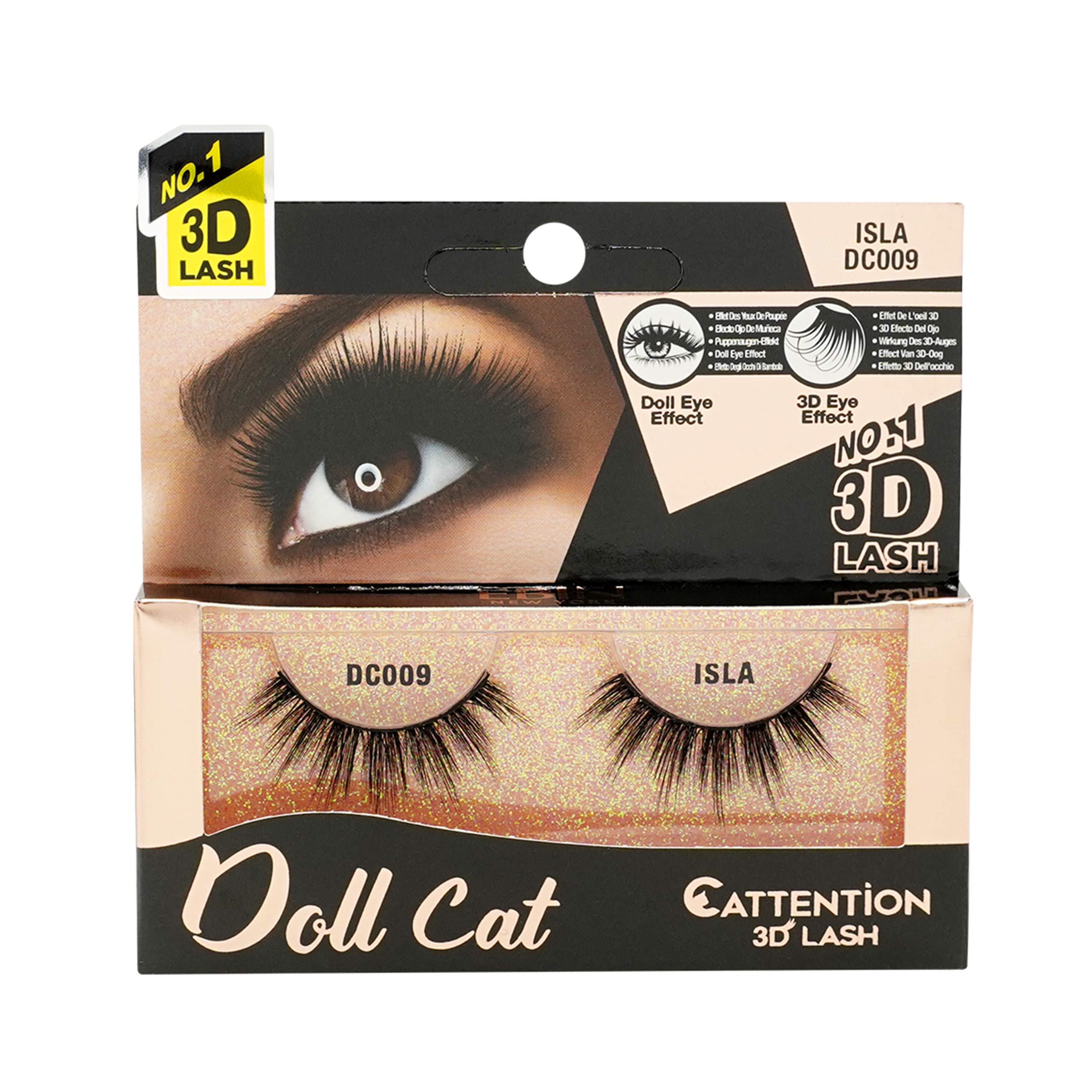 CATTITUDE 3D LASHES Isla Doll False Eyelashes, Lightweight & Reusable, Cruelty-Free