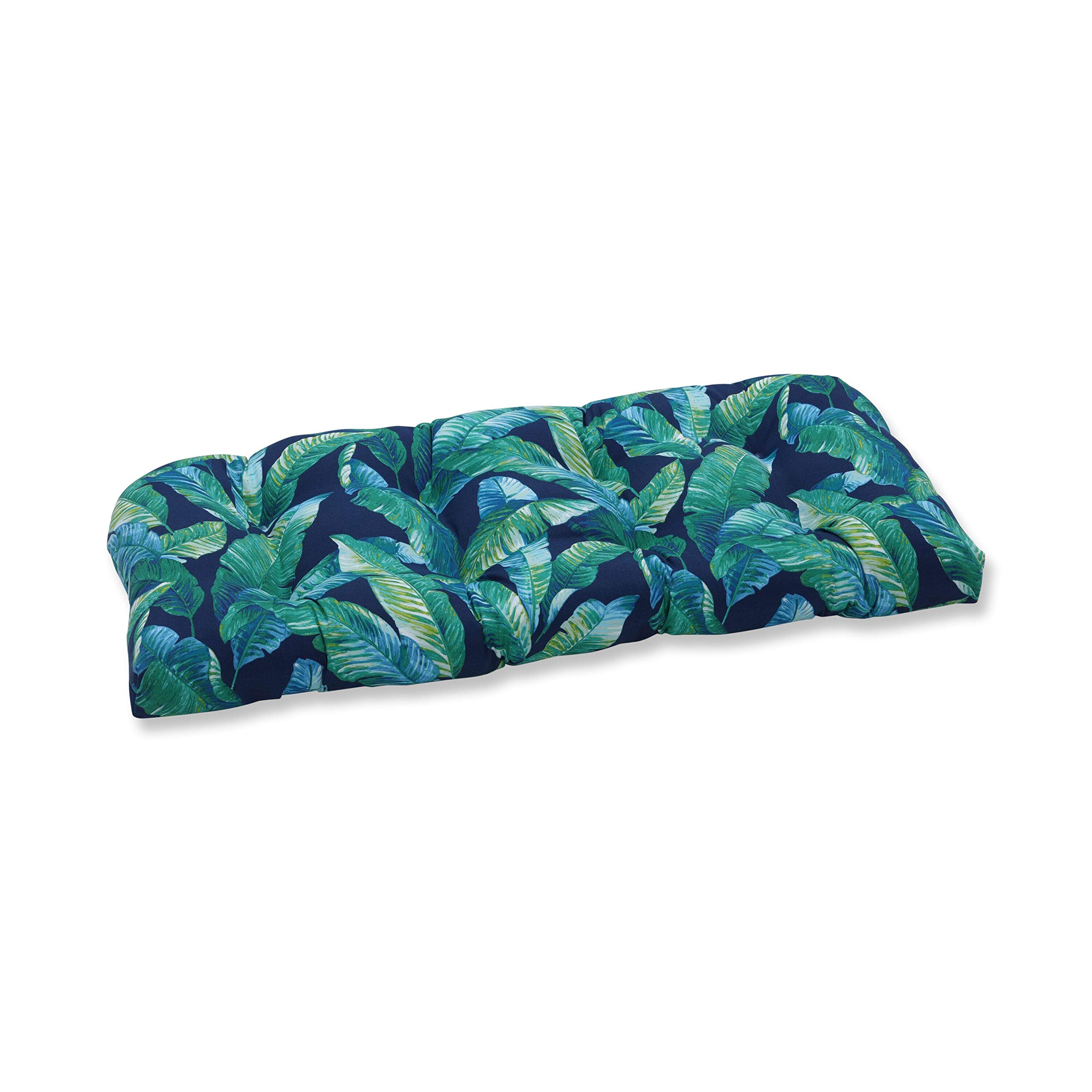 Pillow Perfect Outdoor/Indoor Hanalai Lagoon Tufted Loveseat Cushion, 44" x 19", Blue