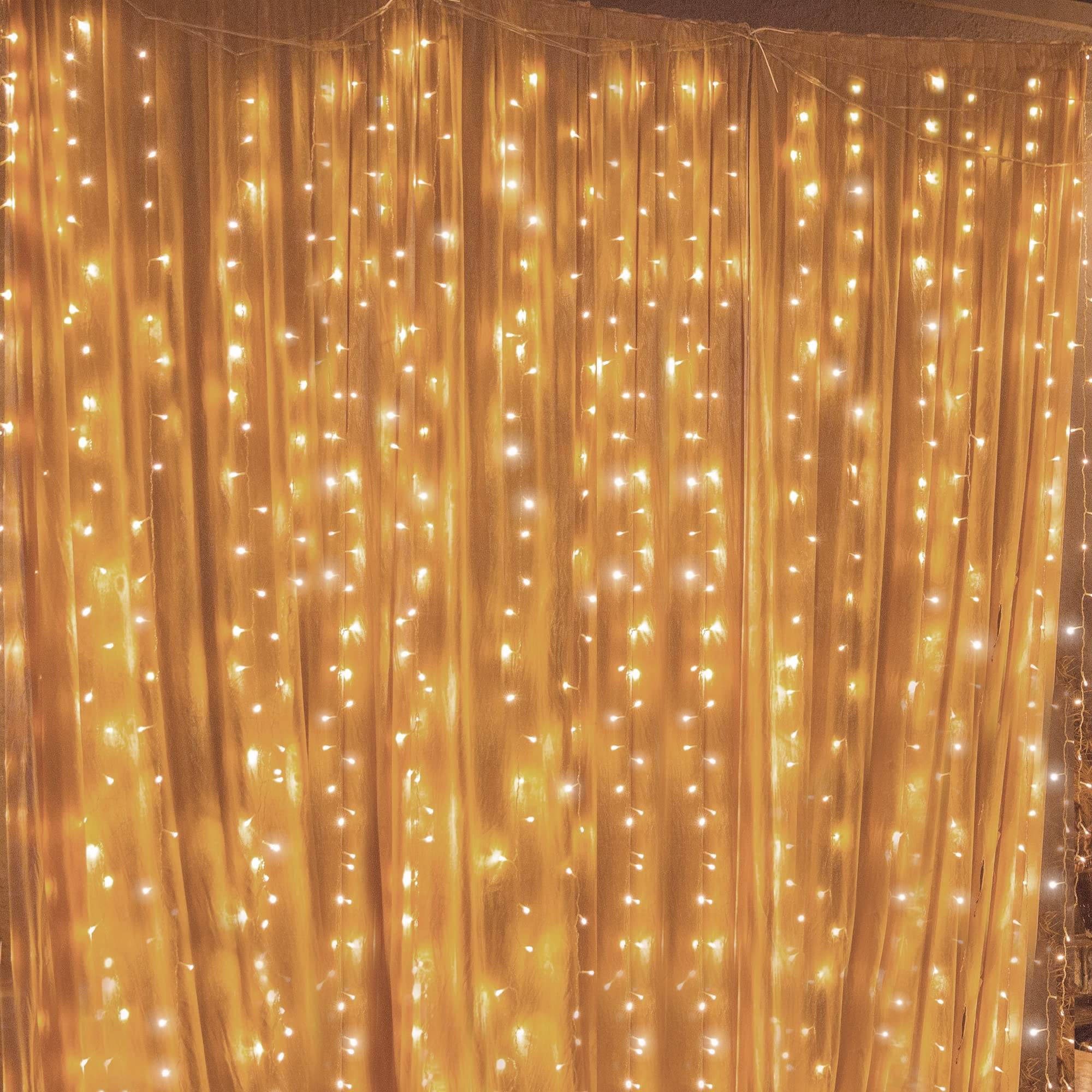 Twinkle Star 300 LED Curtain String Lights, 12 Modes Plug in Fairy Lights for Bedroom,Wedding,Party,Birthday, Hanging Twinkle Lights for Indoor Outdoor Wall Window Backdrop Decoration, Warm White