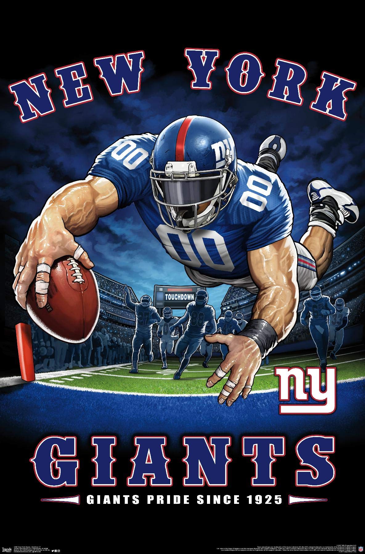 Trends International NFL York Giants - End Zone Wall Poster, 22.375" x 34", Unframed