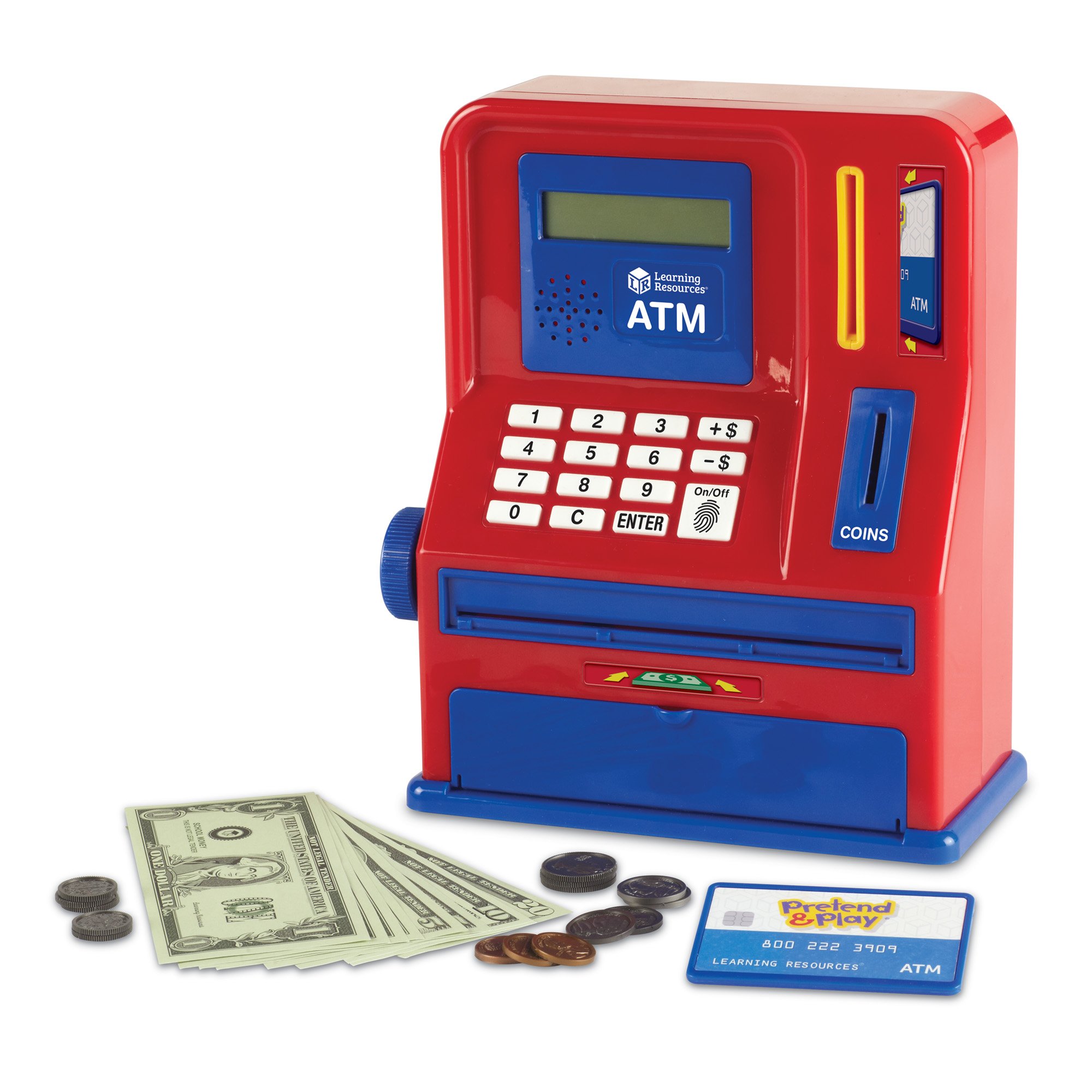 Learning Resources Teaching ATM Bank, Blue & Red, 32 Pieces