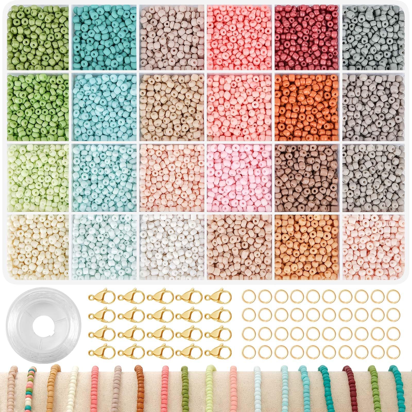 3mm Glass Seed Beads for Bracelets Making, Friendship Bracelet Making Kit for Girls, 24 Colors Bead Bracelet Kit, Beads for Jewelry Making Kit, DIY, Arts, Crafts Gifts Age 3+ (3MM-A)