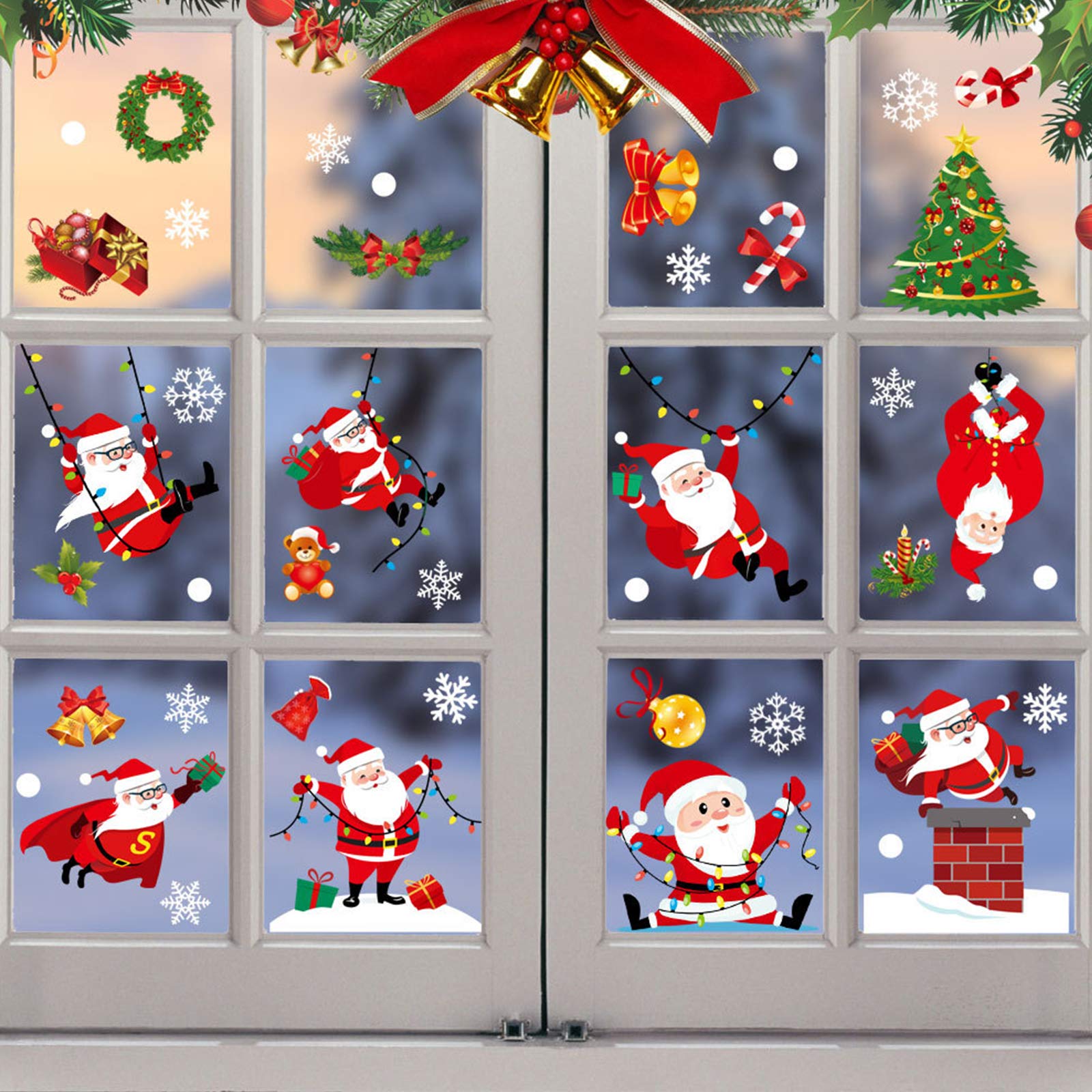 Haimist Christmas Window Stickers Window Clings PVC Staic Stickers for Christmas Window Display (B)