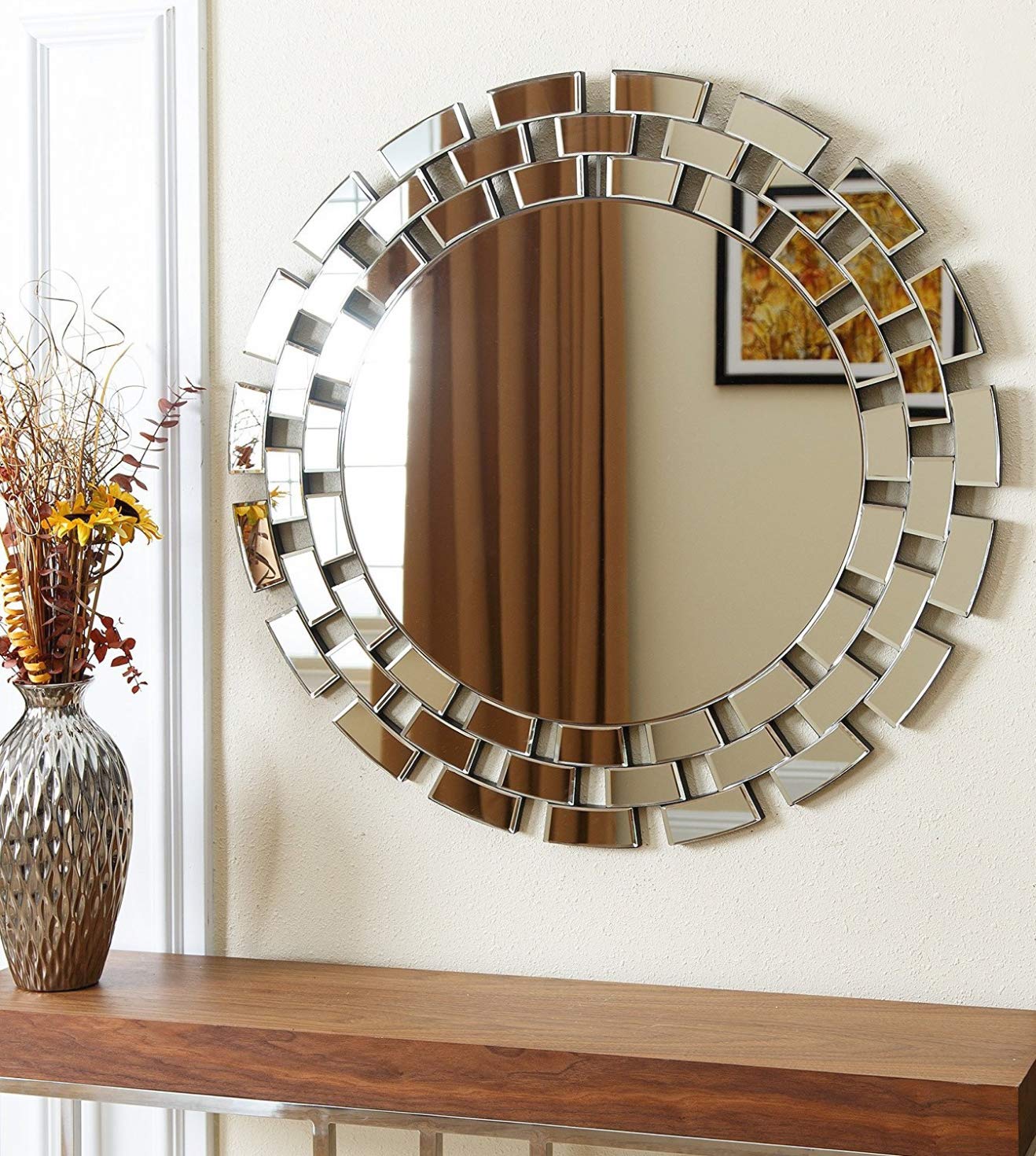 Quality Glass Saint Gobain MDF Glass Decorative Round Wall Mount Mirror (32 X 32 Inch, Silver)