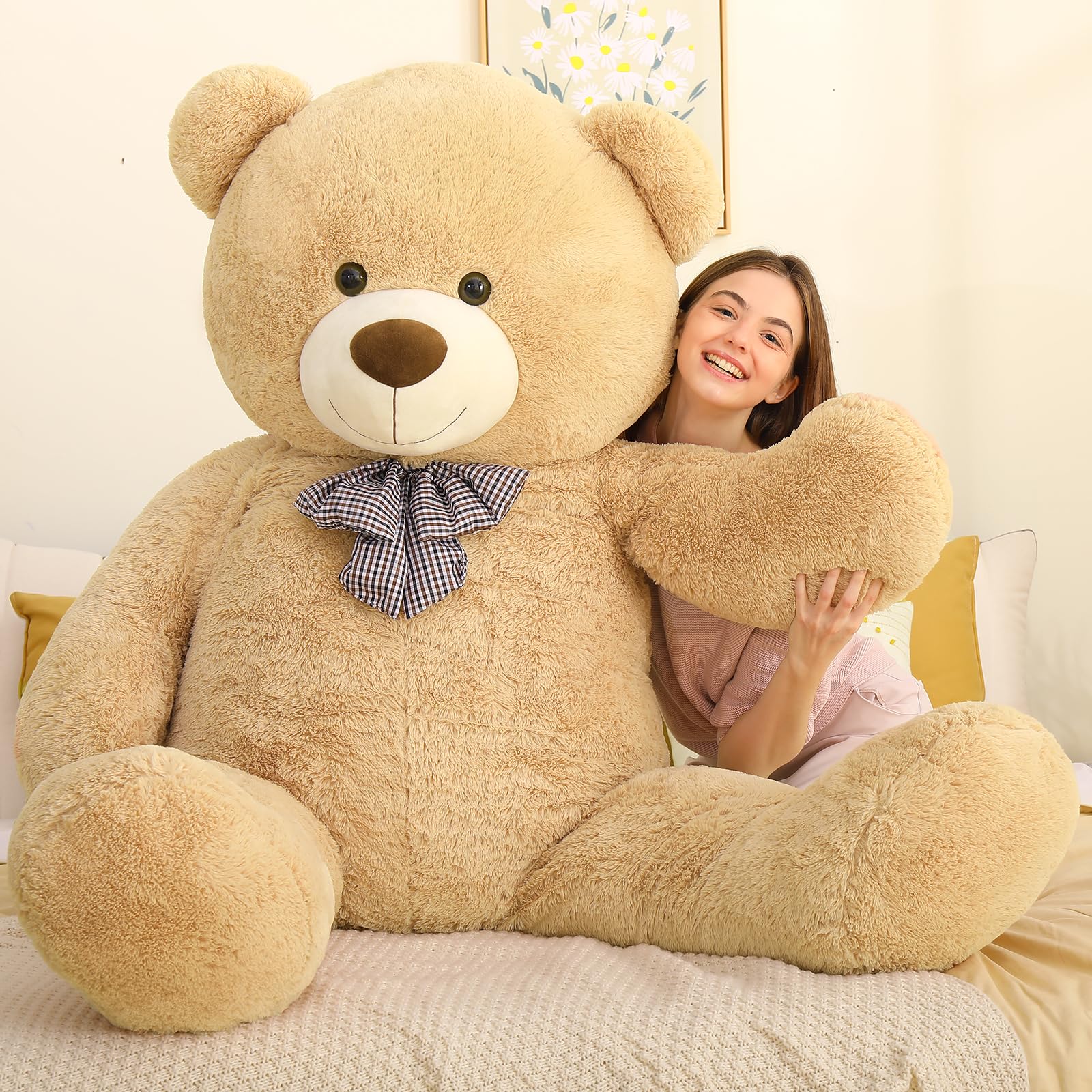 MorisMos180cm Giant Teddy Bear Stuffed Animals, 6ft XXXL Large Teddy Bear Soft Toys for Girlfriend, Light Brown Cuddly Big Plush Teddy Bear for Girls Kids Boyfriend Valentines Christmas Birthday