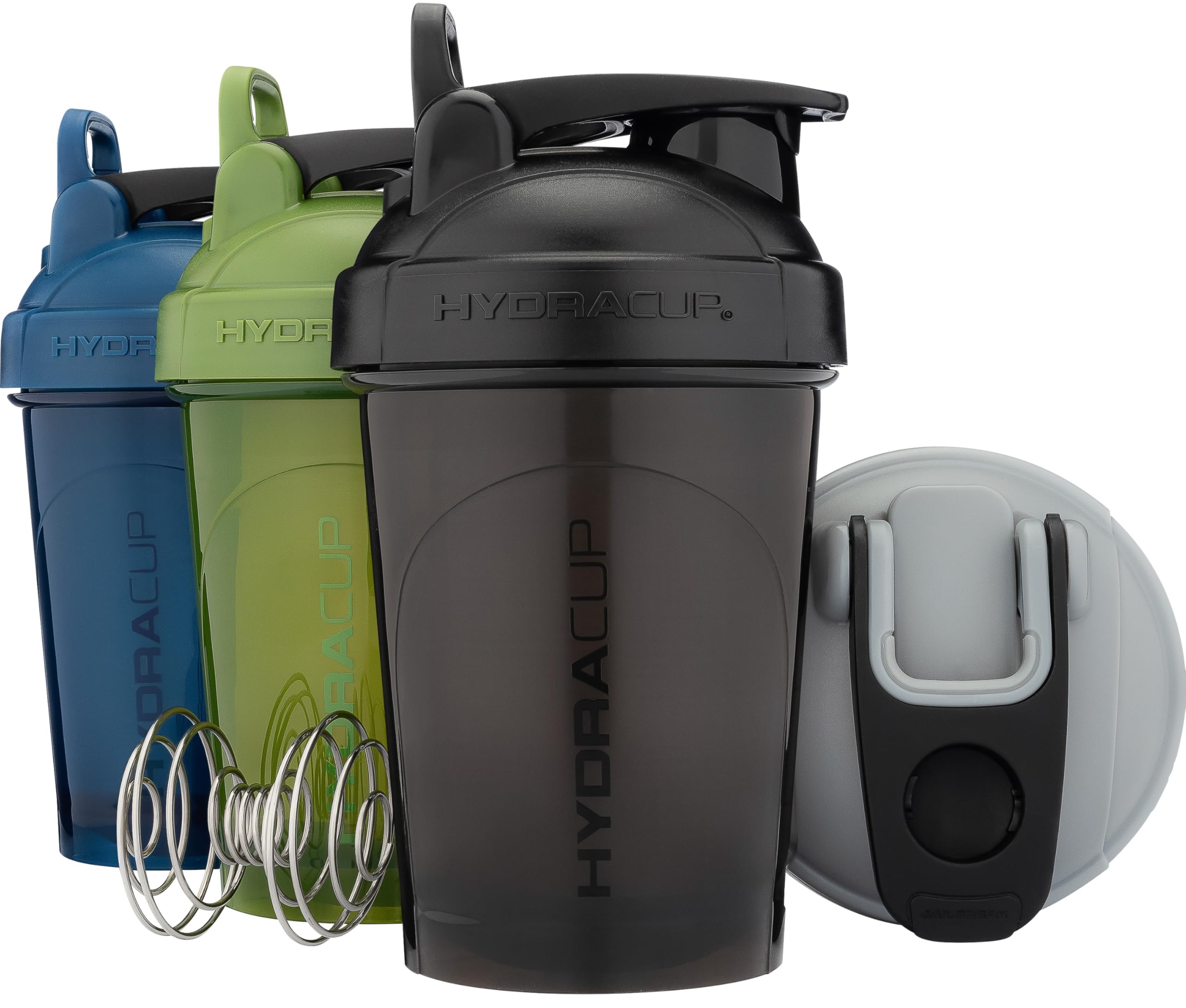 Hydra CupOG [4 Pack] 20 oz Small Shaker Bottles for Protein Mixes, Shaker Cups with Ball Blender Whisk, Travel To Go, BPA Free (Multicolor Set)