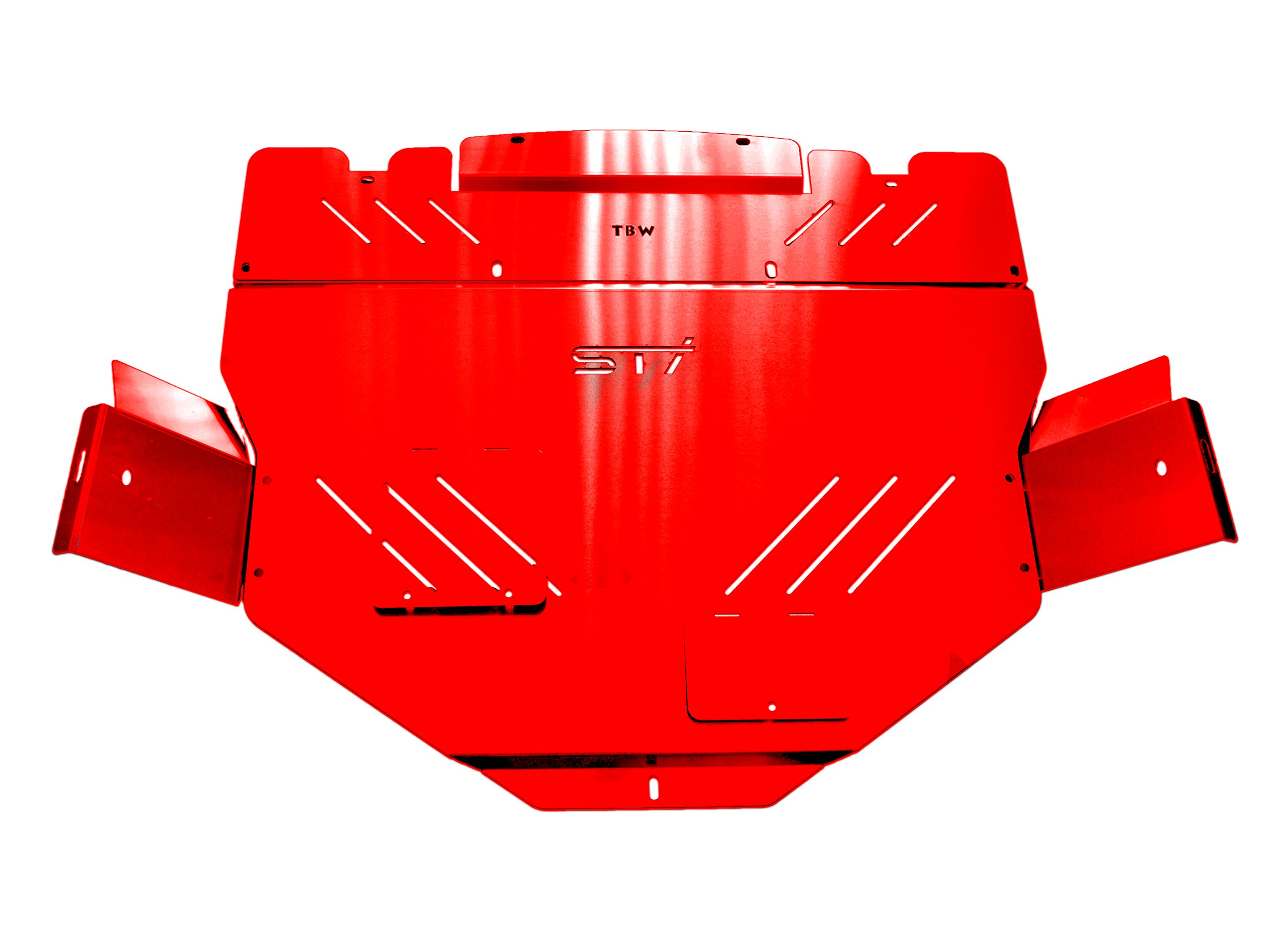 RED TBW Aluminum Under Tray Skid Plate for 2015+ Subaru STI