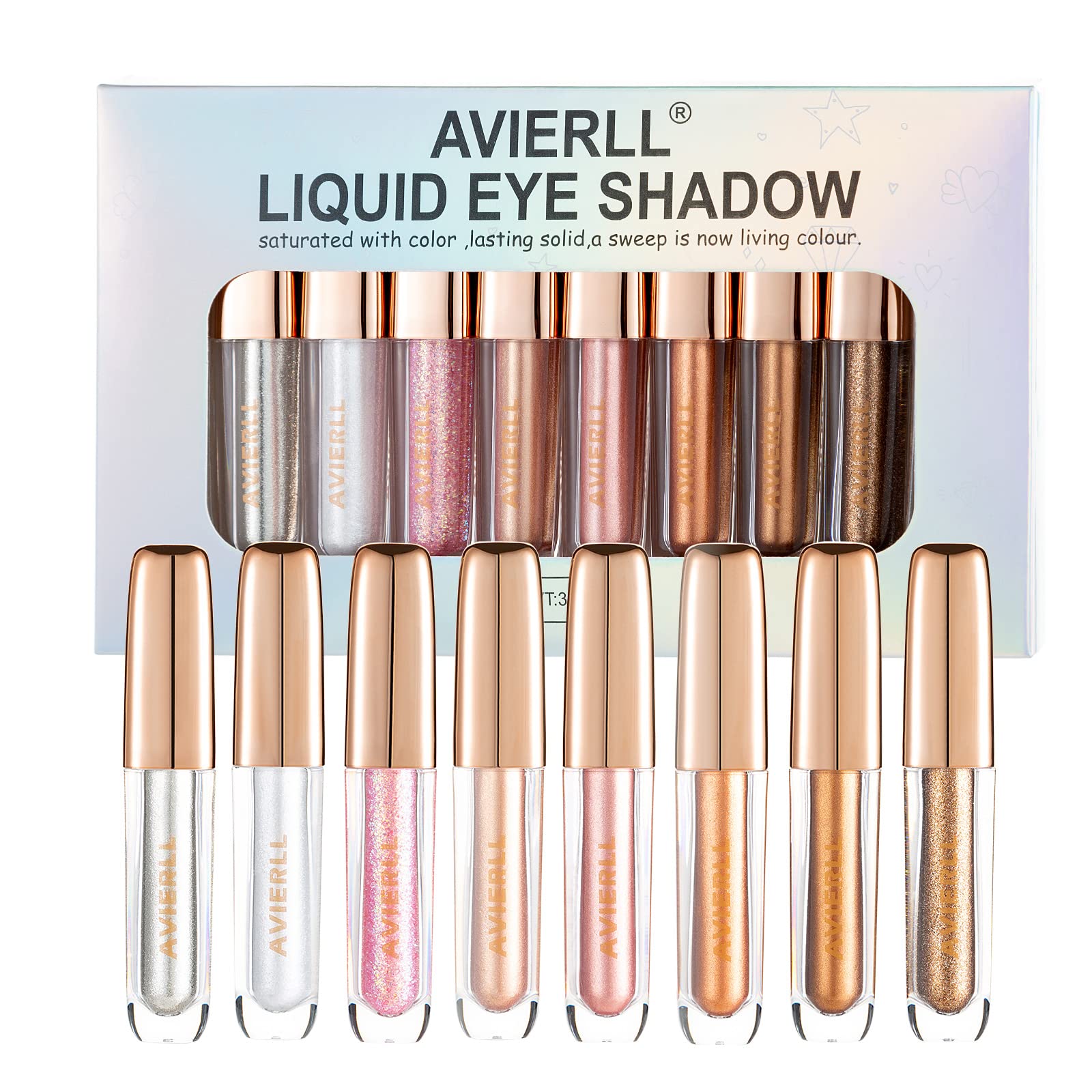 AVIERLL Liquid Eyeshadow Set B gold eyeshadow brown glitter eyeshadow eye glitter makeup eye shadow stick makeup Kit Quick-Drying Long Lasting