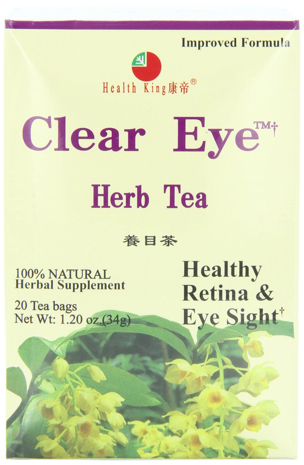 Health King Clear Eye Herb Tea, Teabags, 20-Count Box (Pack of 4)